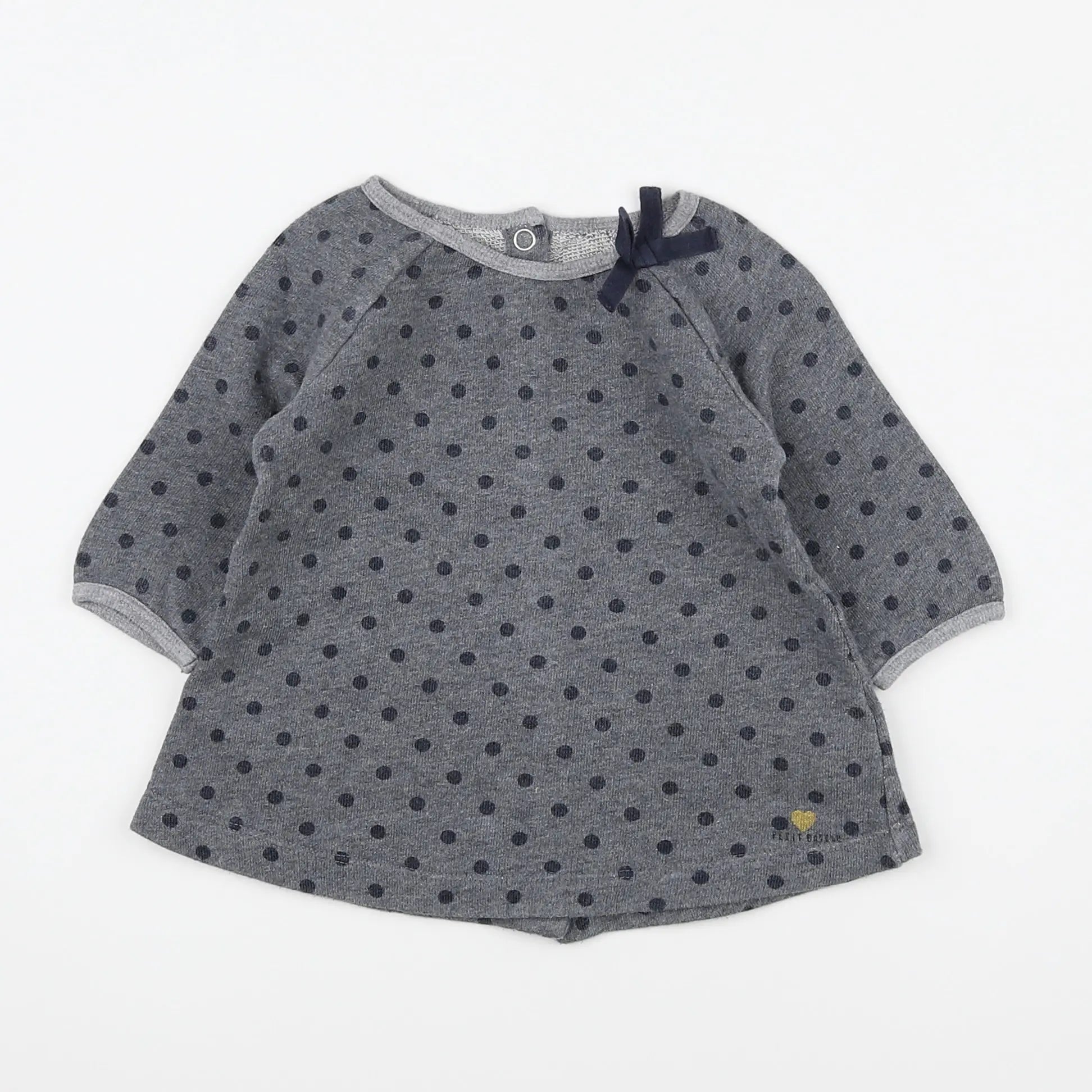 Petit Bateau - robe gris, bleu - 6 mois