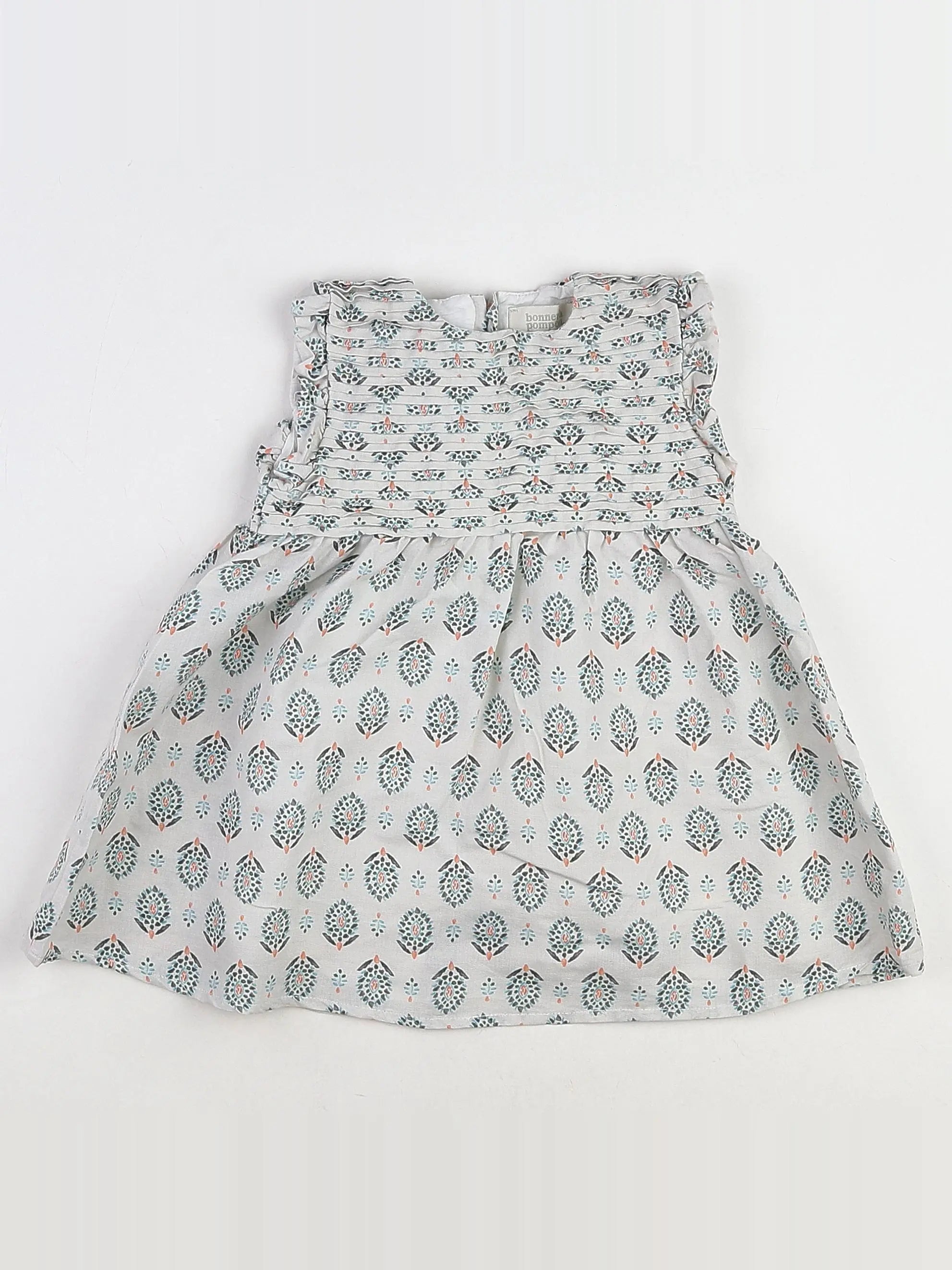Bonnet à Pompon - robe beige, vert - 18 mois