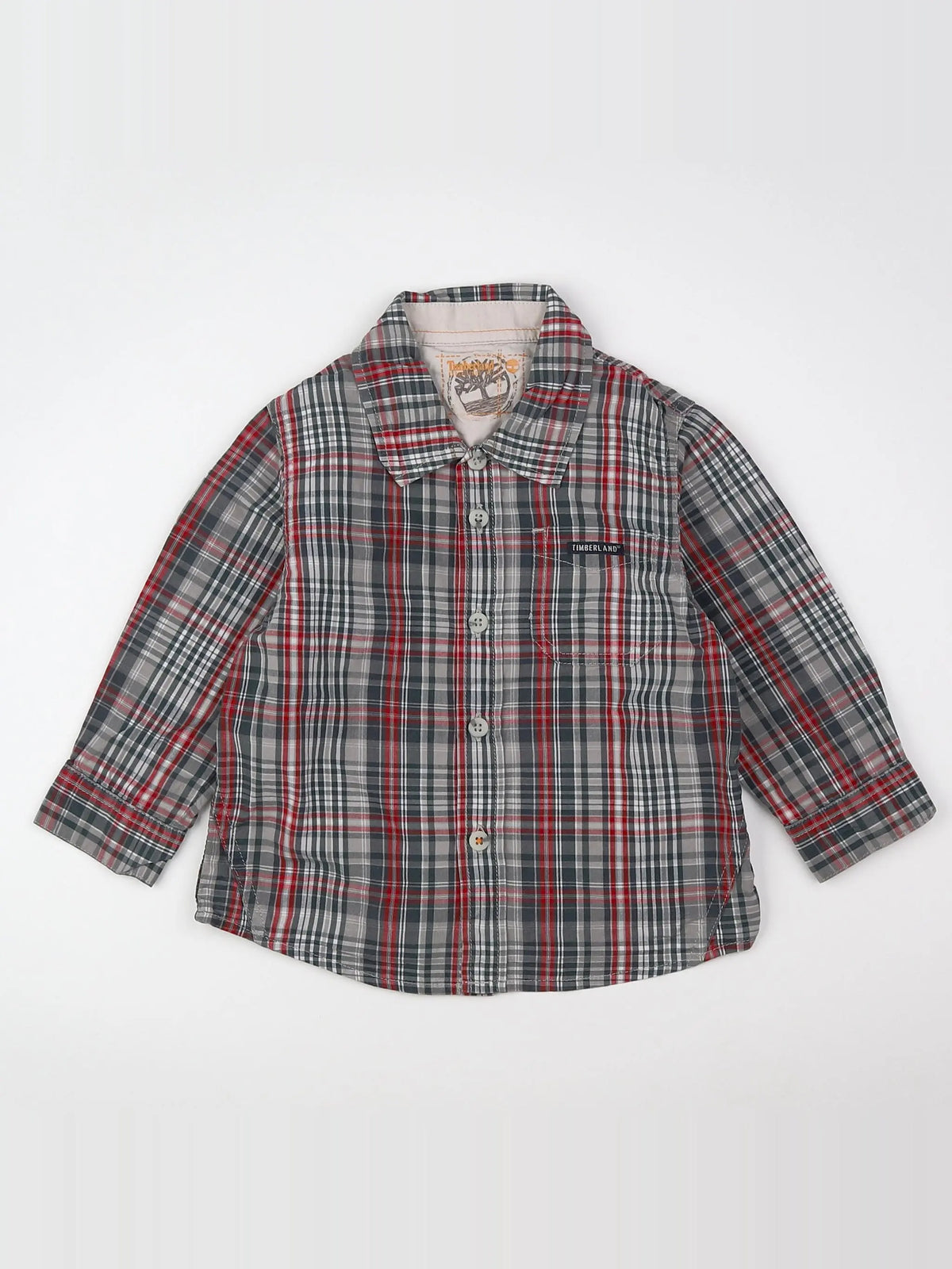 Timberland - chemise gris, rouge - 18 mois