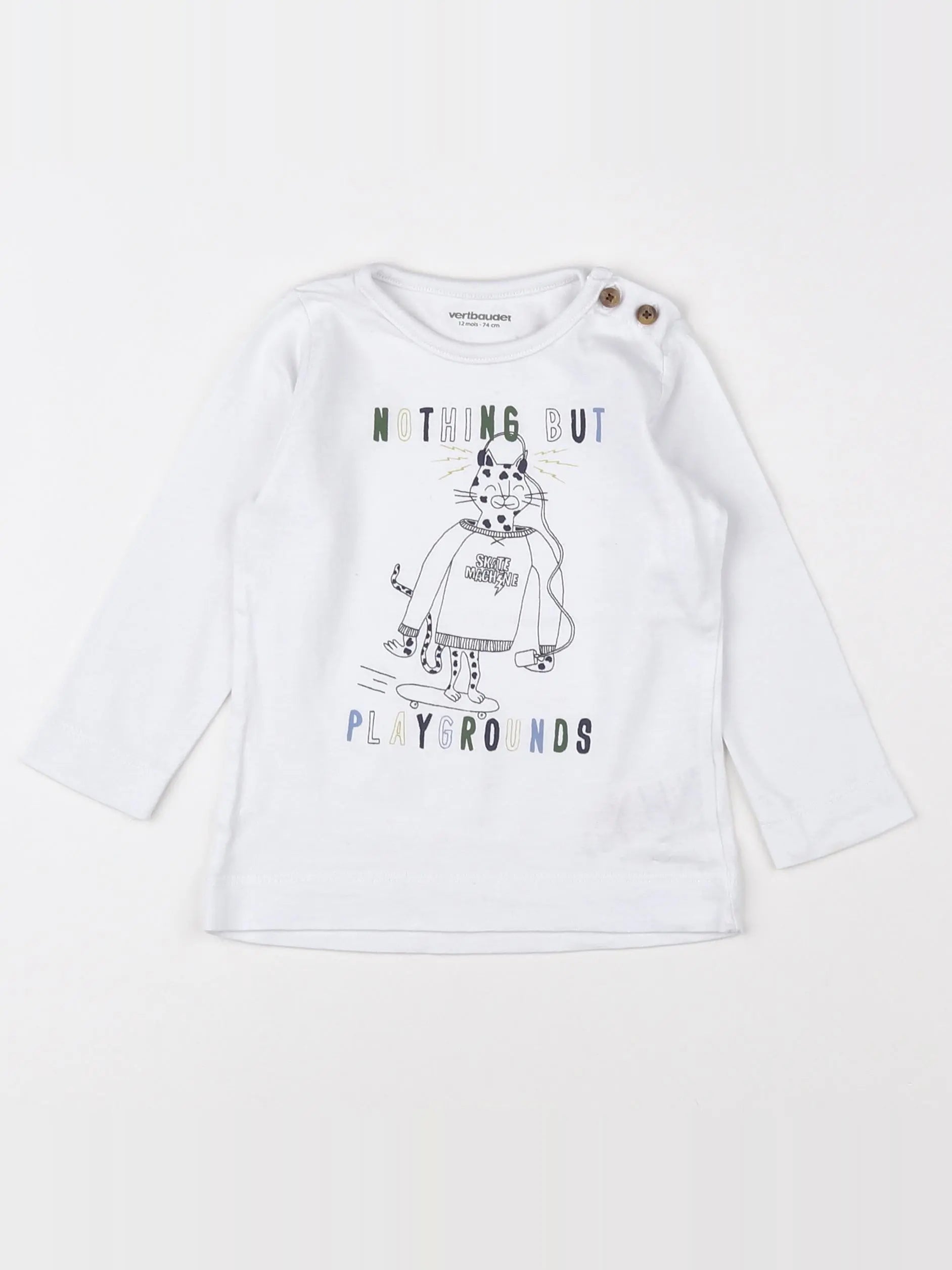 Vertbaudet - tee-shirt blanc - 12 mois