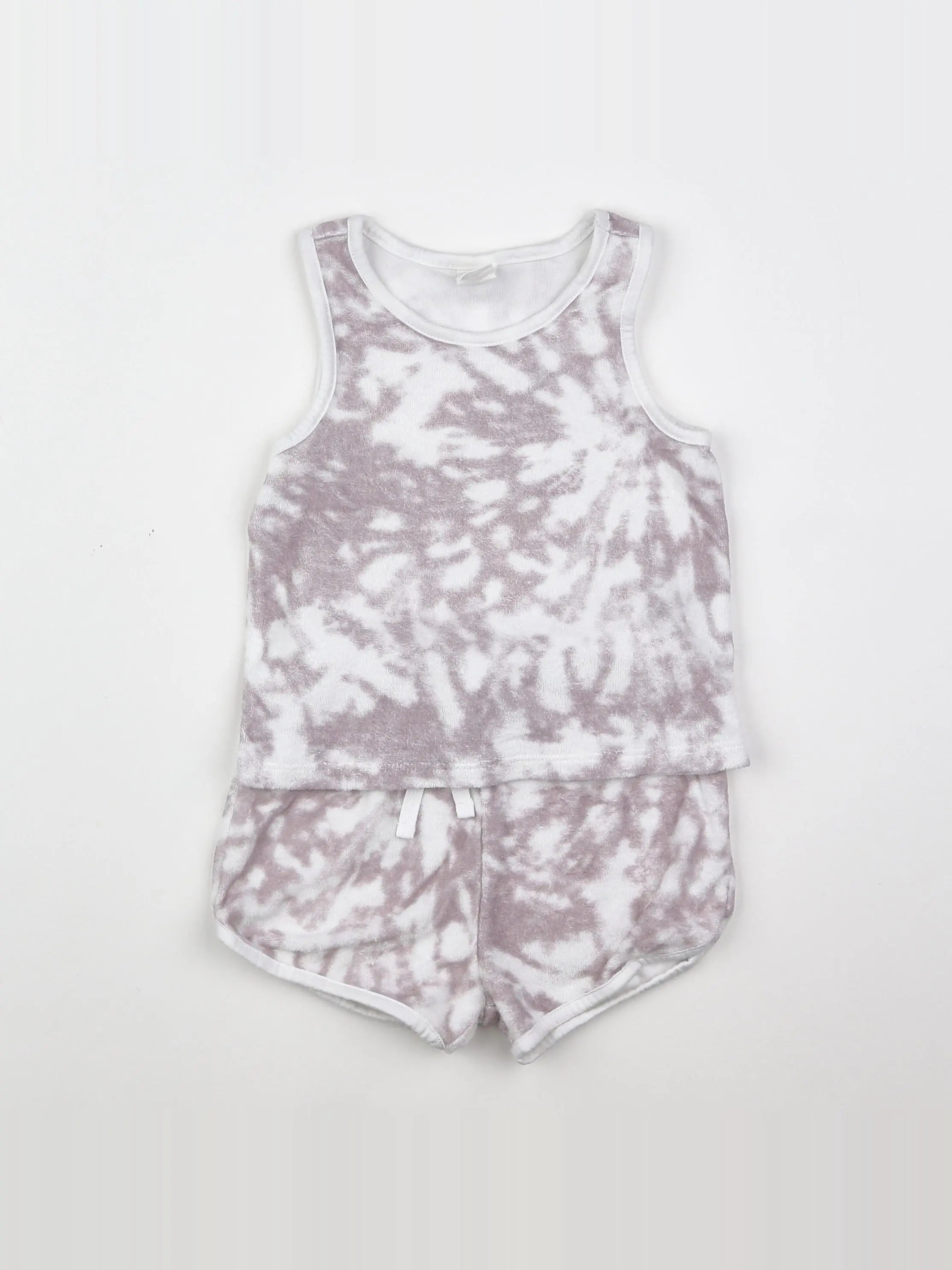 H&M - ensemble blanc, rose - 12/18 mois