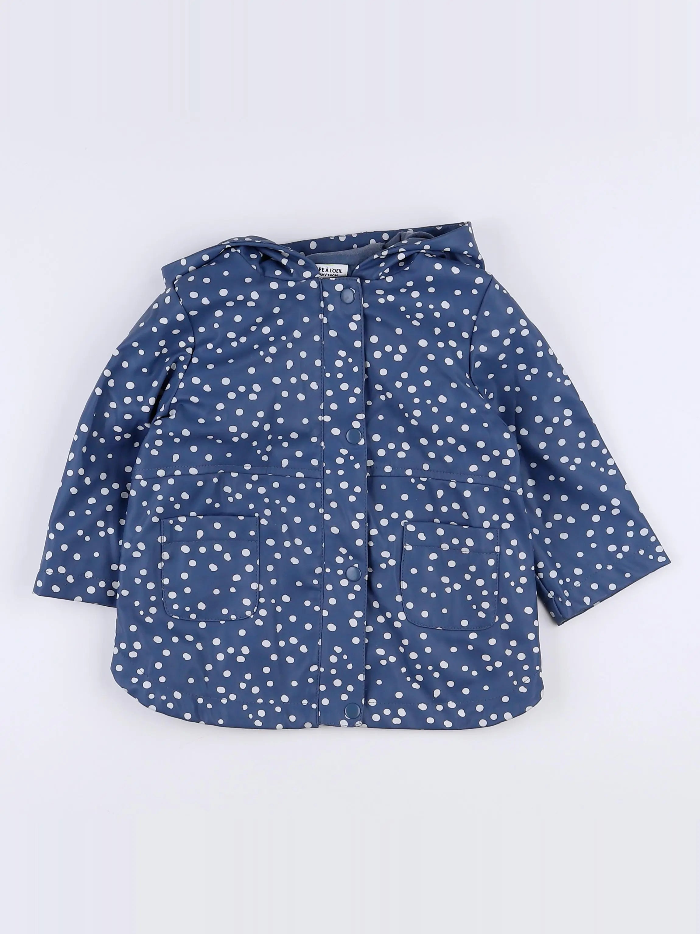 Tape à l'oeil - imperméable bleu, blanc - 12 mois