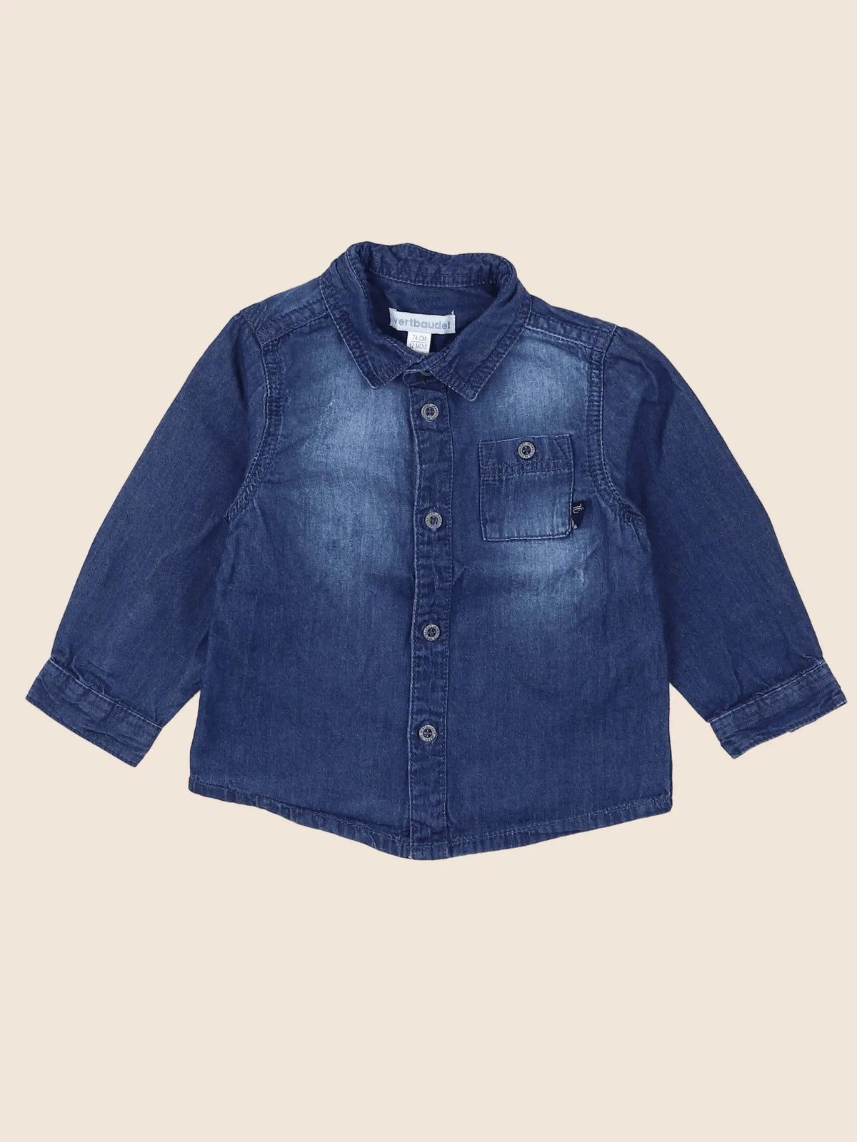 Vertbaudet - chemise bleu - 12 mois