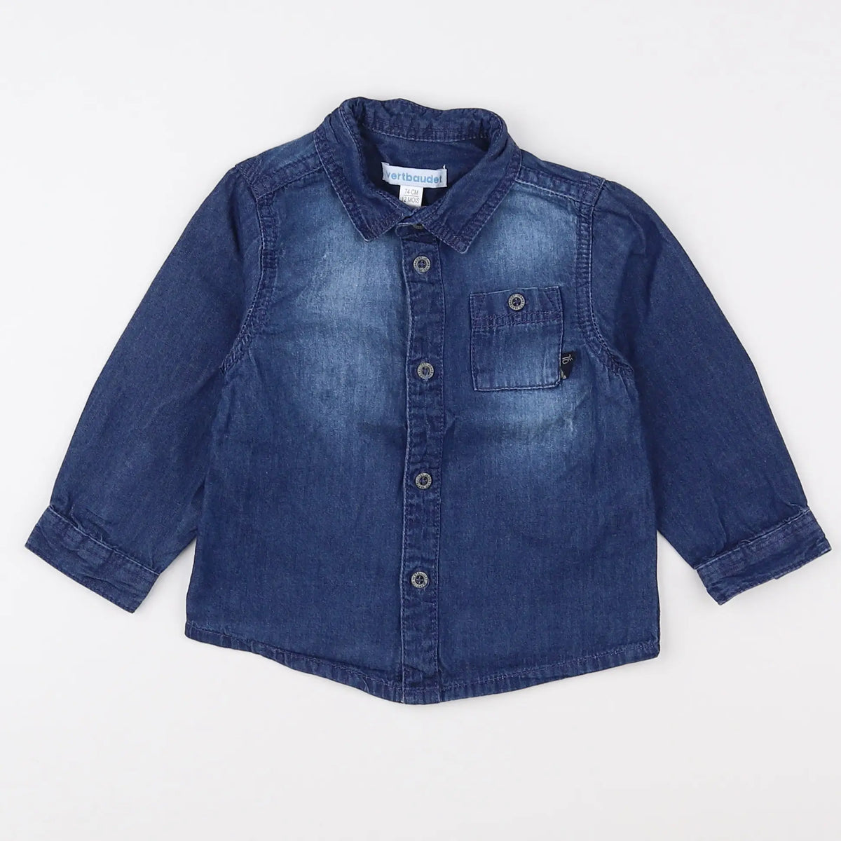 Vertbaudet - chemise bleu - 12 mois