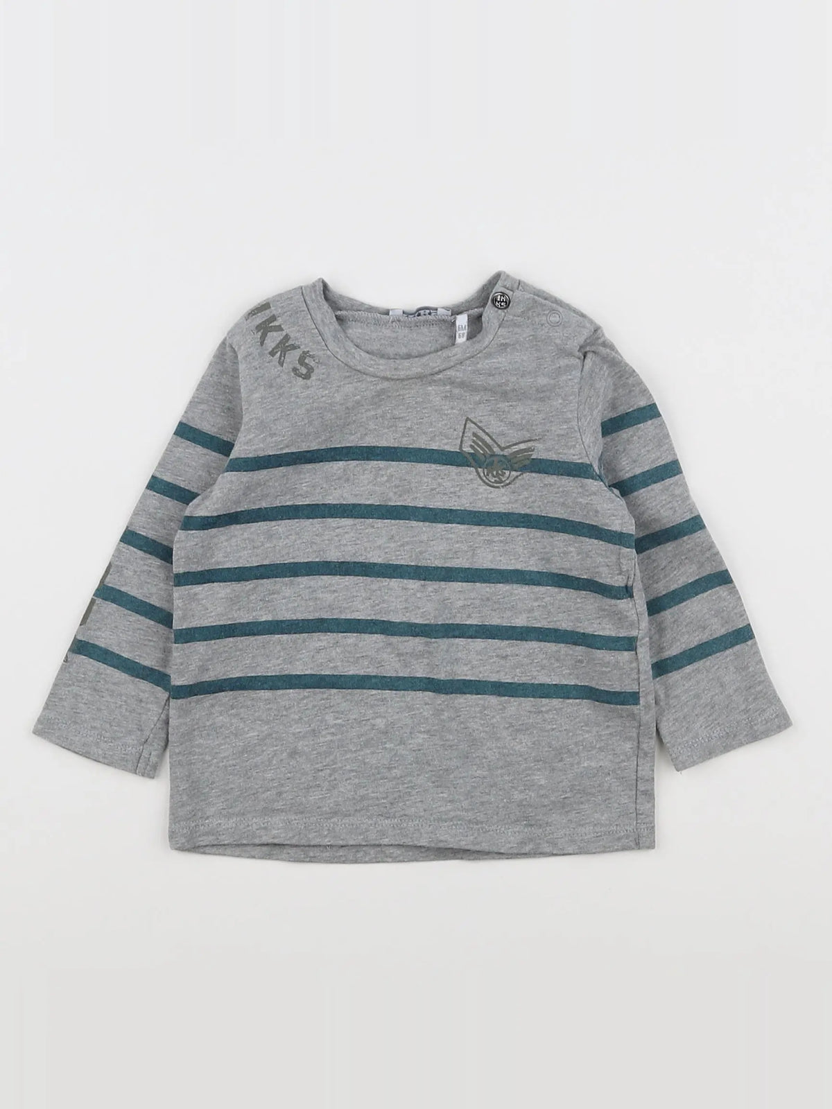IKKS - tee-shirt gris, bleu - 6 mois