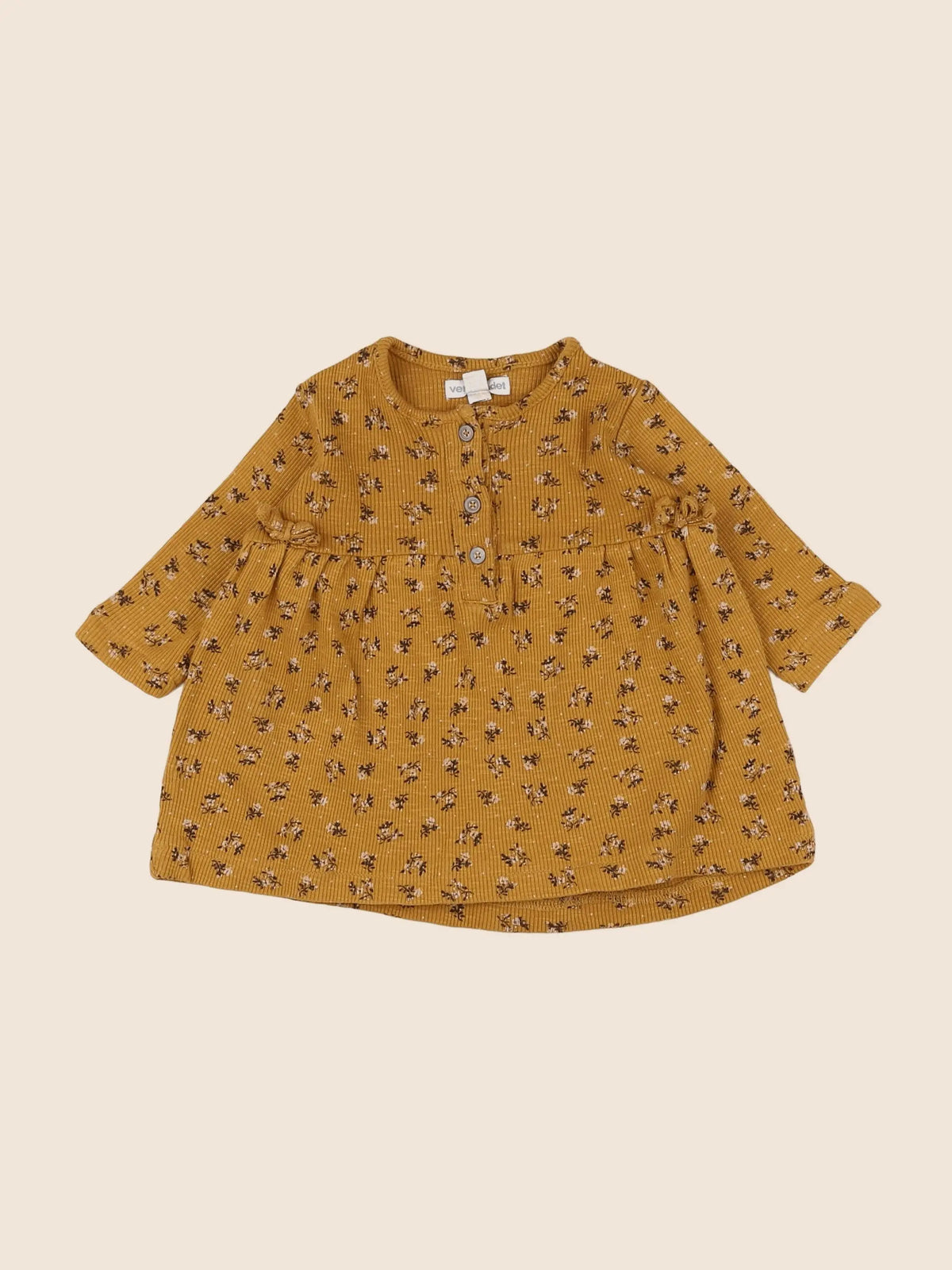 Vertbaudet - robe orange, marron - 6 mois