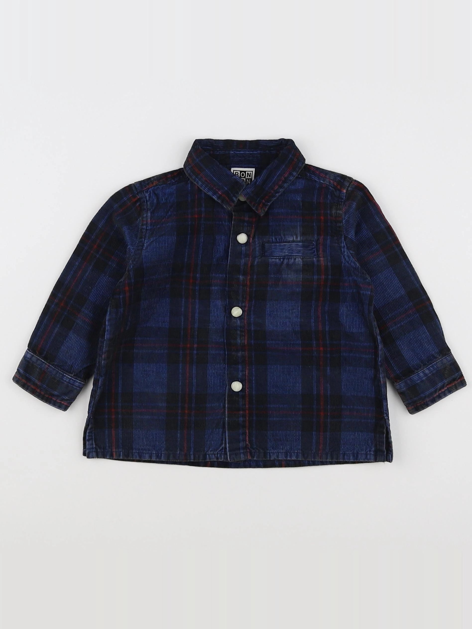 Bonton - chemise bleu, rouge - 6 mois