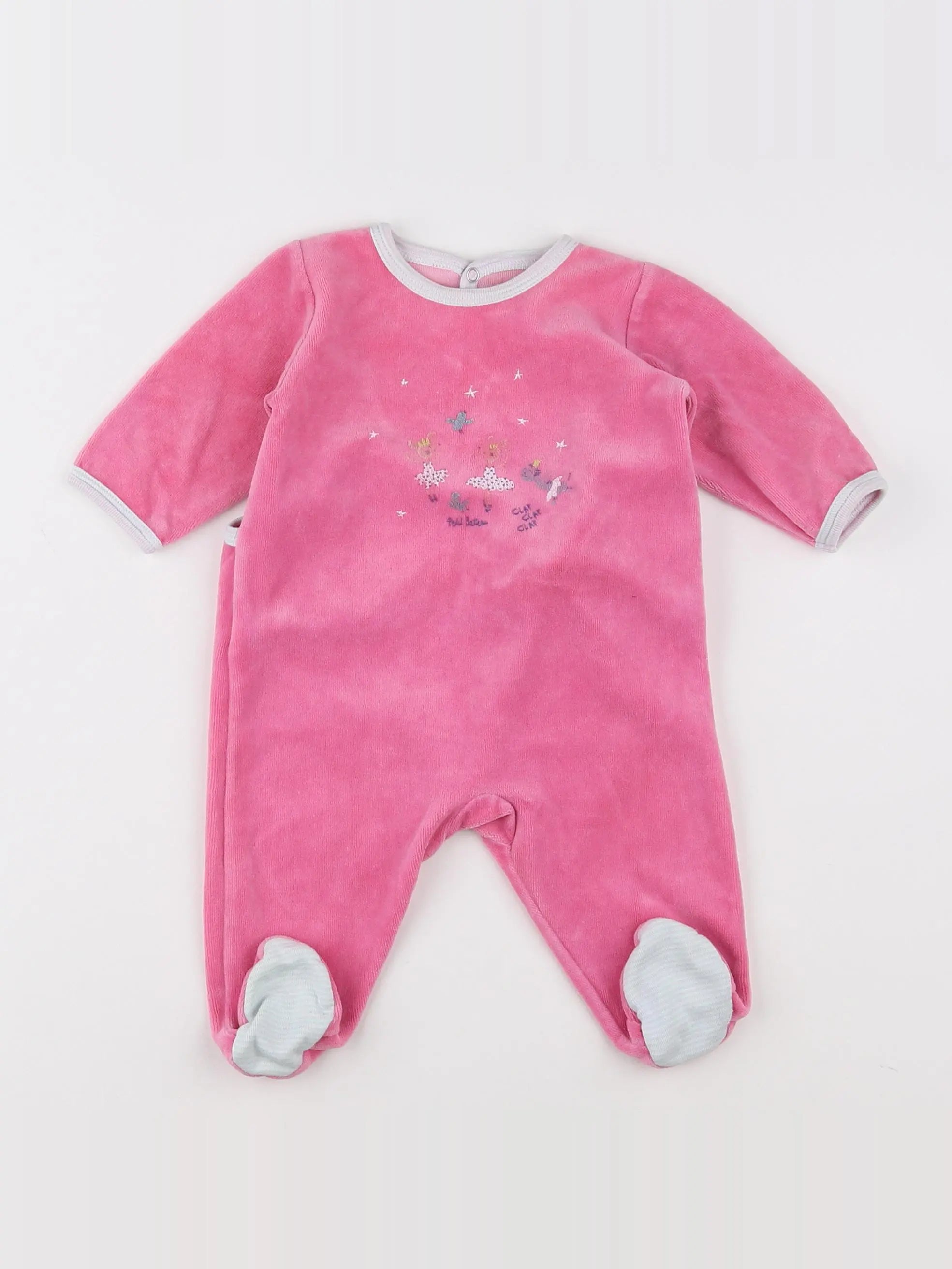Petit Bateau - pyjama velours rose - 3 mois