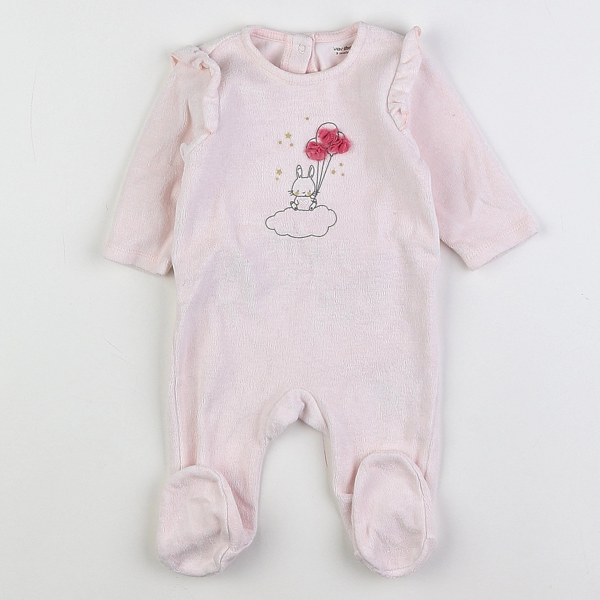Vertbaudet - pyjama velours rose - 3 mois