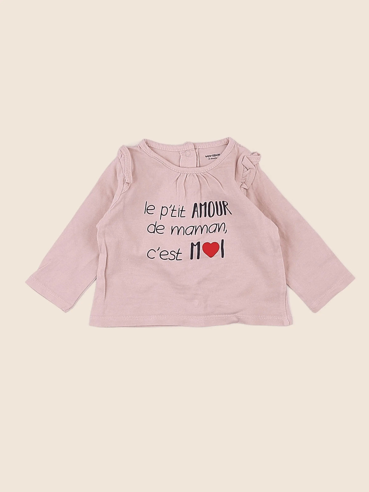 Vertbaudet - tee-shirt rose - 3 mois