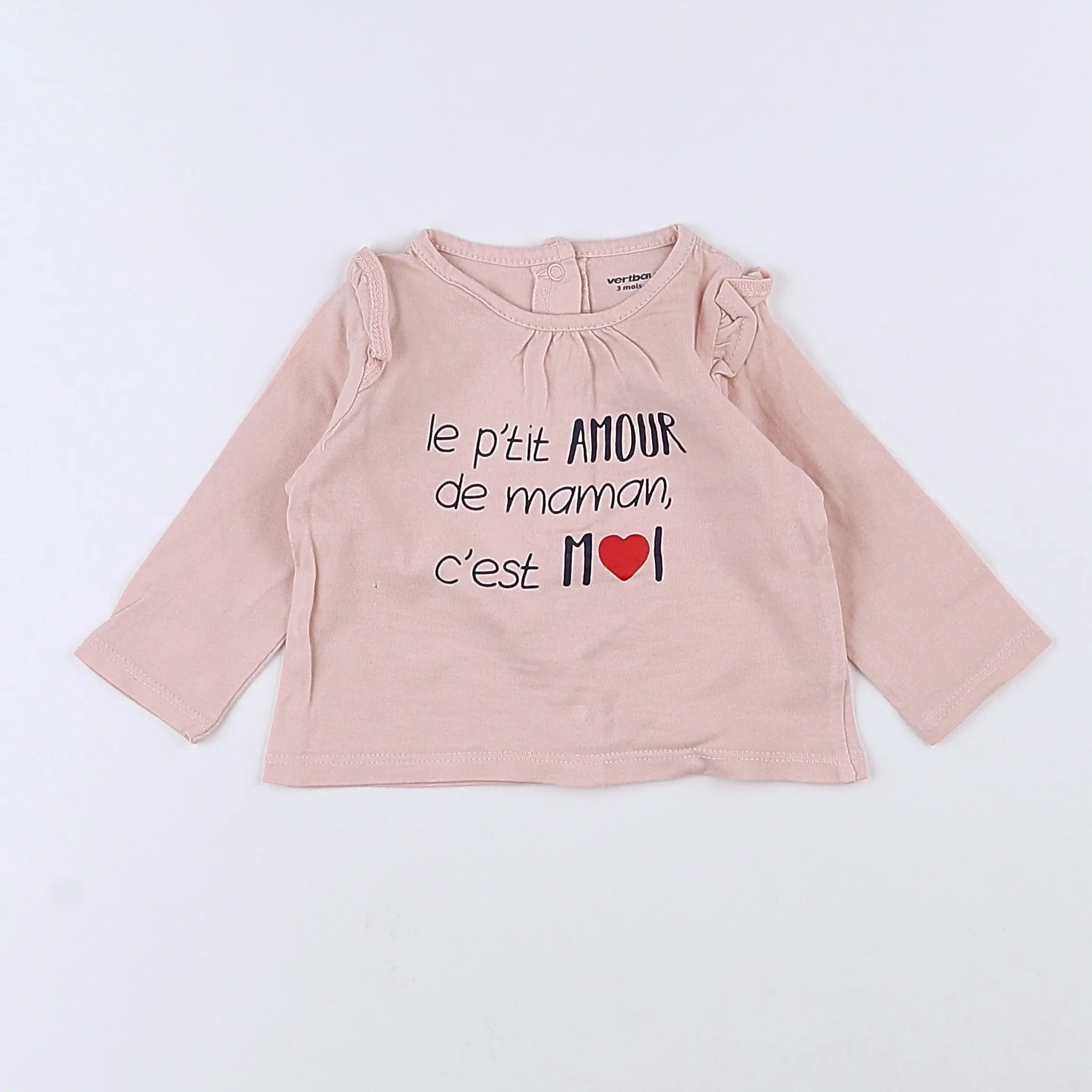 Vertbaudet - tee-shirt rose - 3 mois