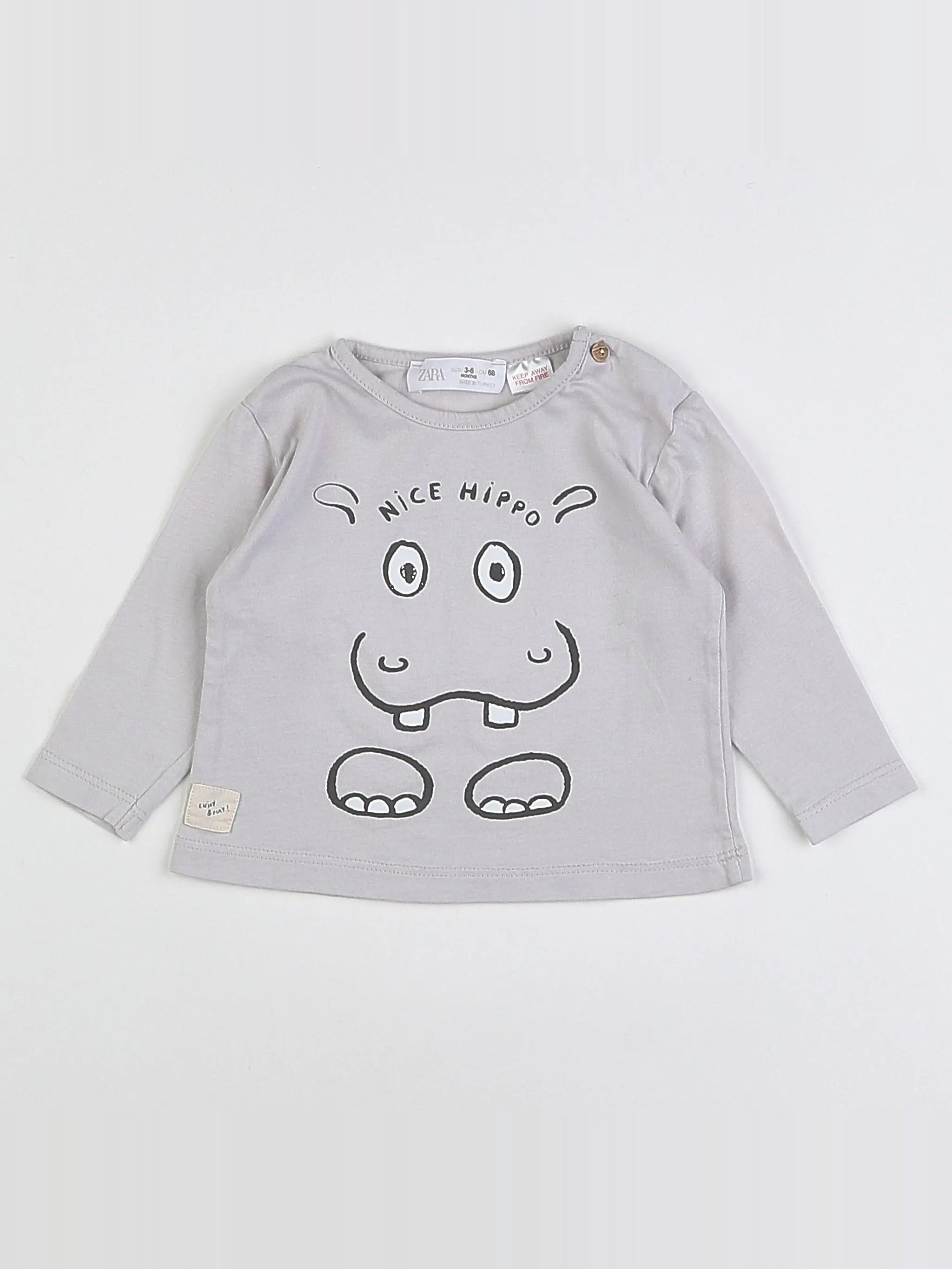 Zara - tee-shirt beige, marron - 3/6 mois