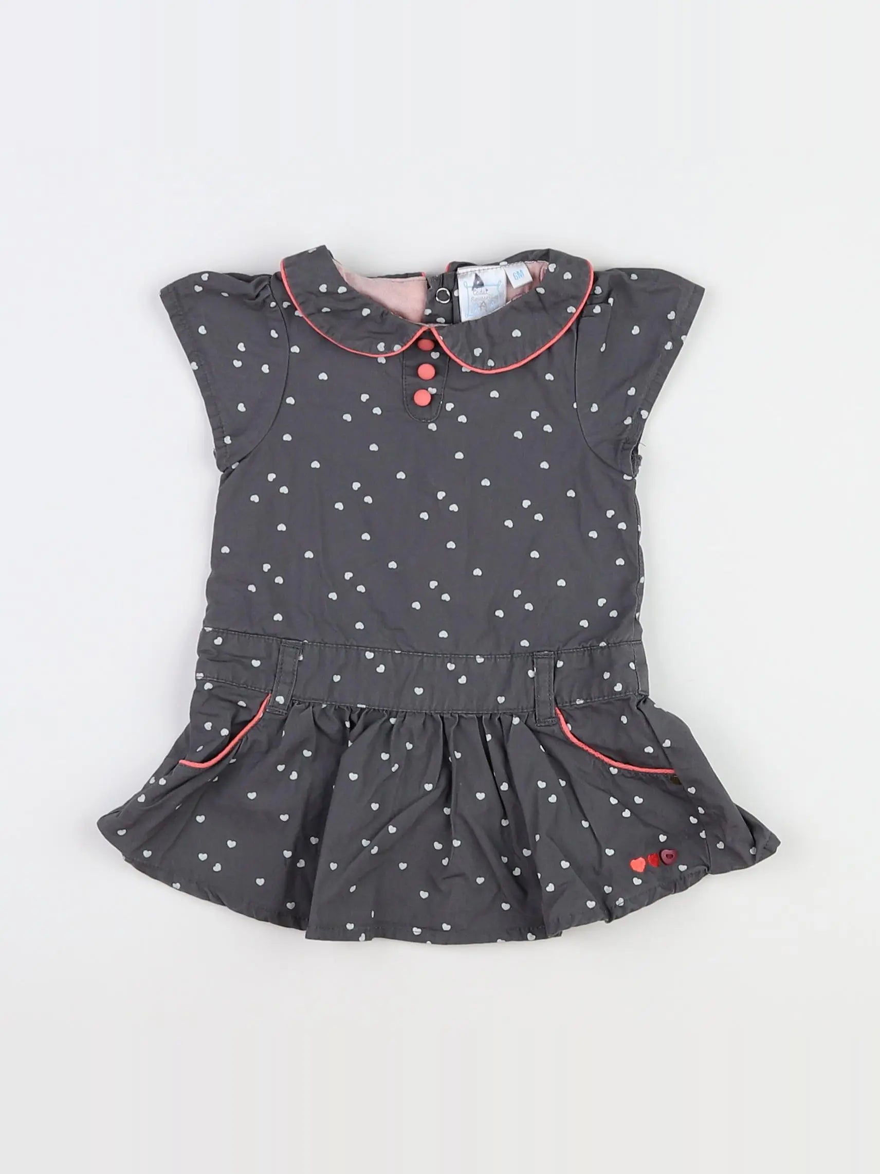 Cadet Rousselle - robe gris, rose - 6 mois