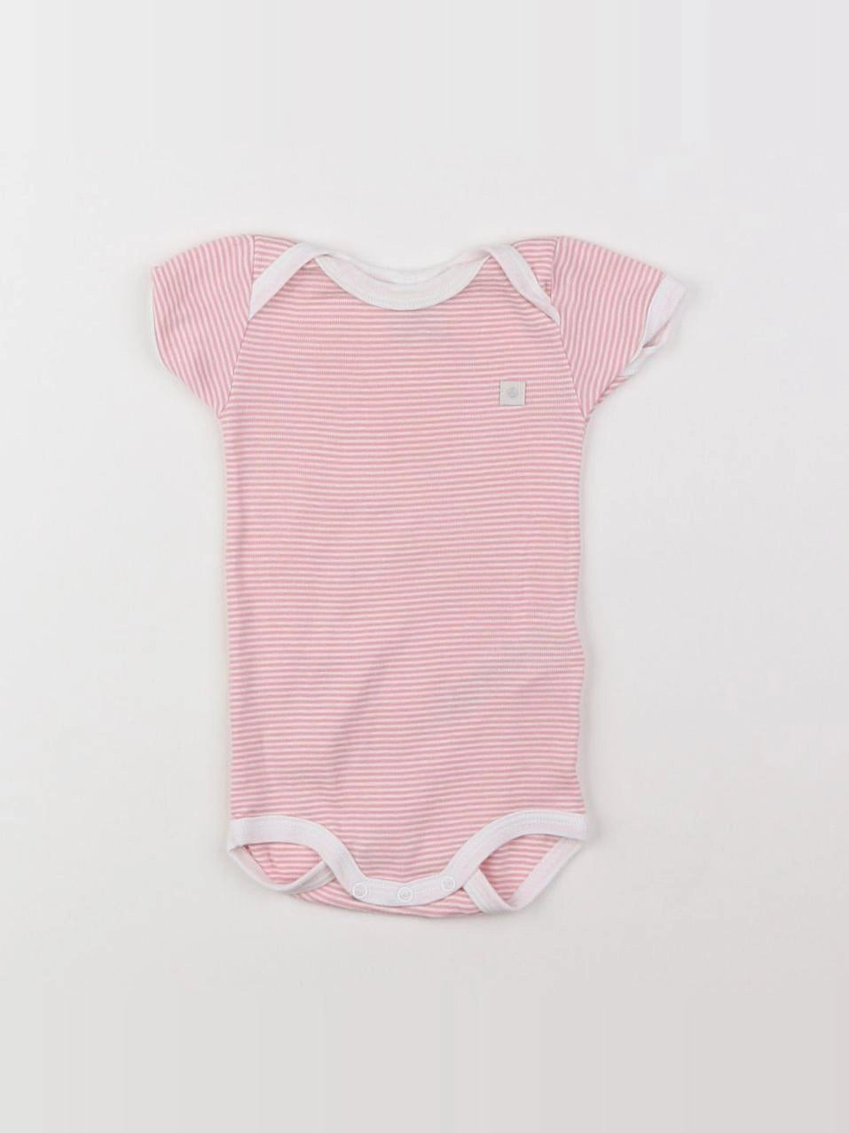 Petit Bateau - body blanc, rose - 3 mois