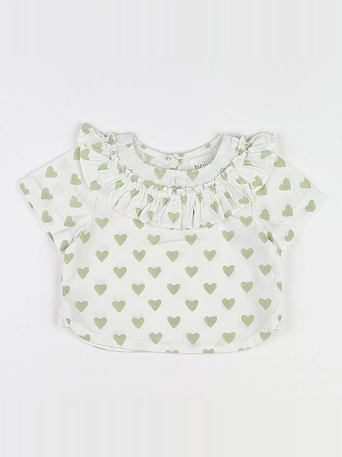 Holi & Love - blouse n°2 blanc,vert (neuf) - 12/18 mois