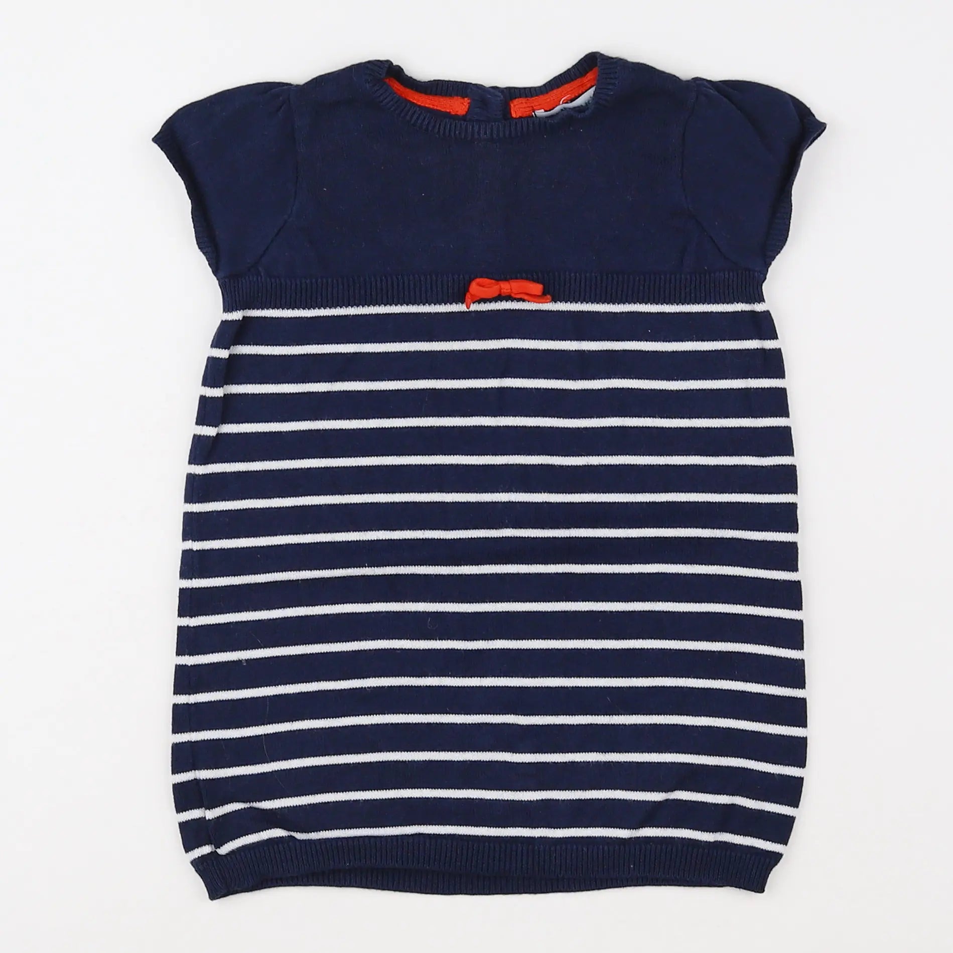 Vertbaudet - robe bleu, blanc - 12 mois
