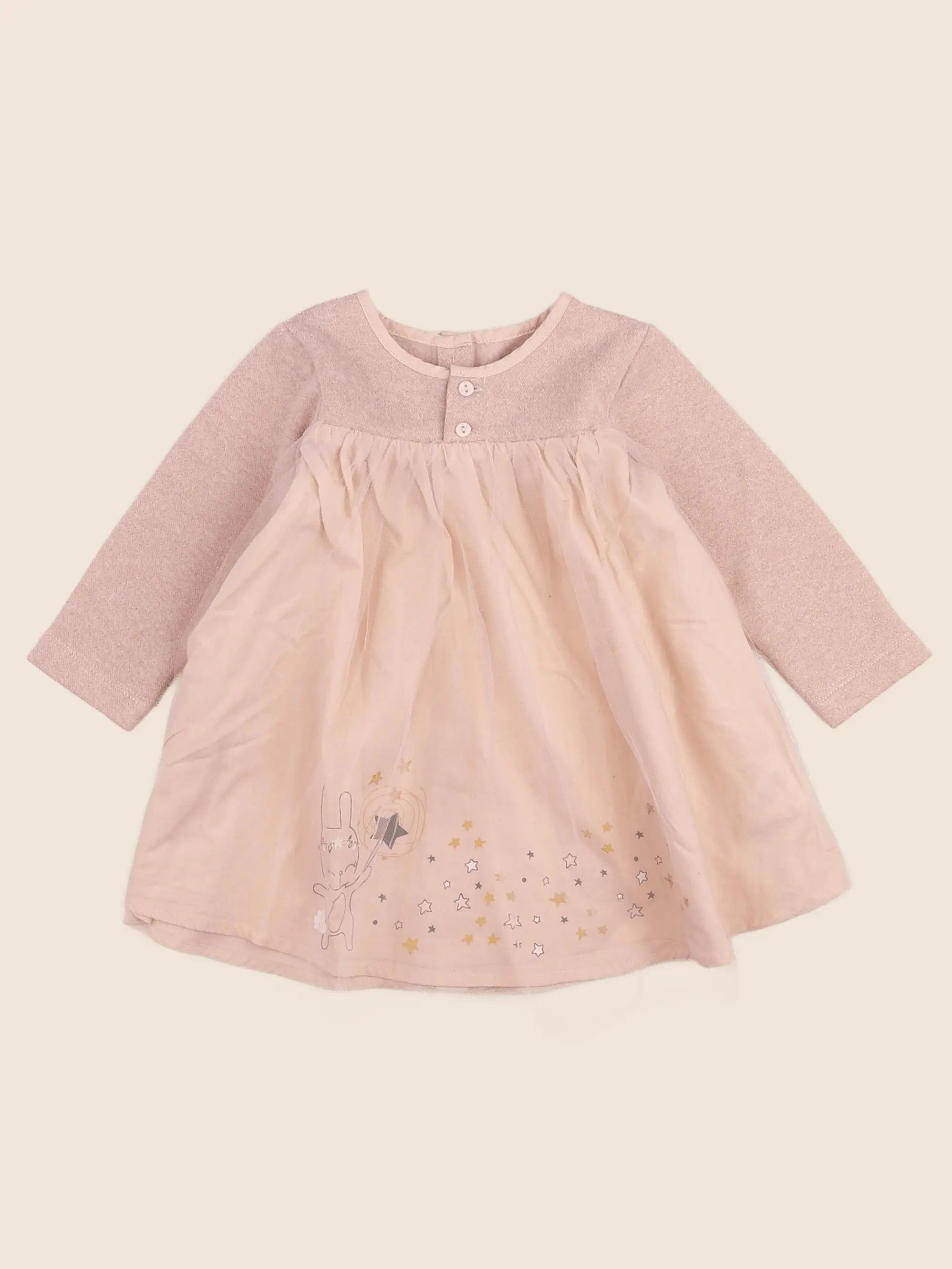 Vertbaudet - robe rose, or - 12 mois