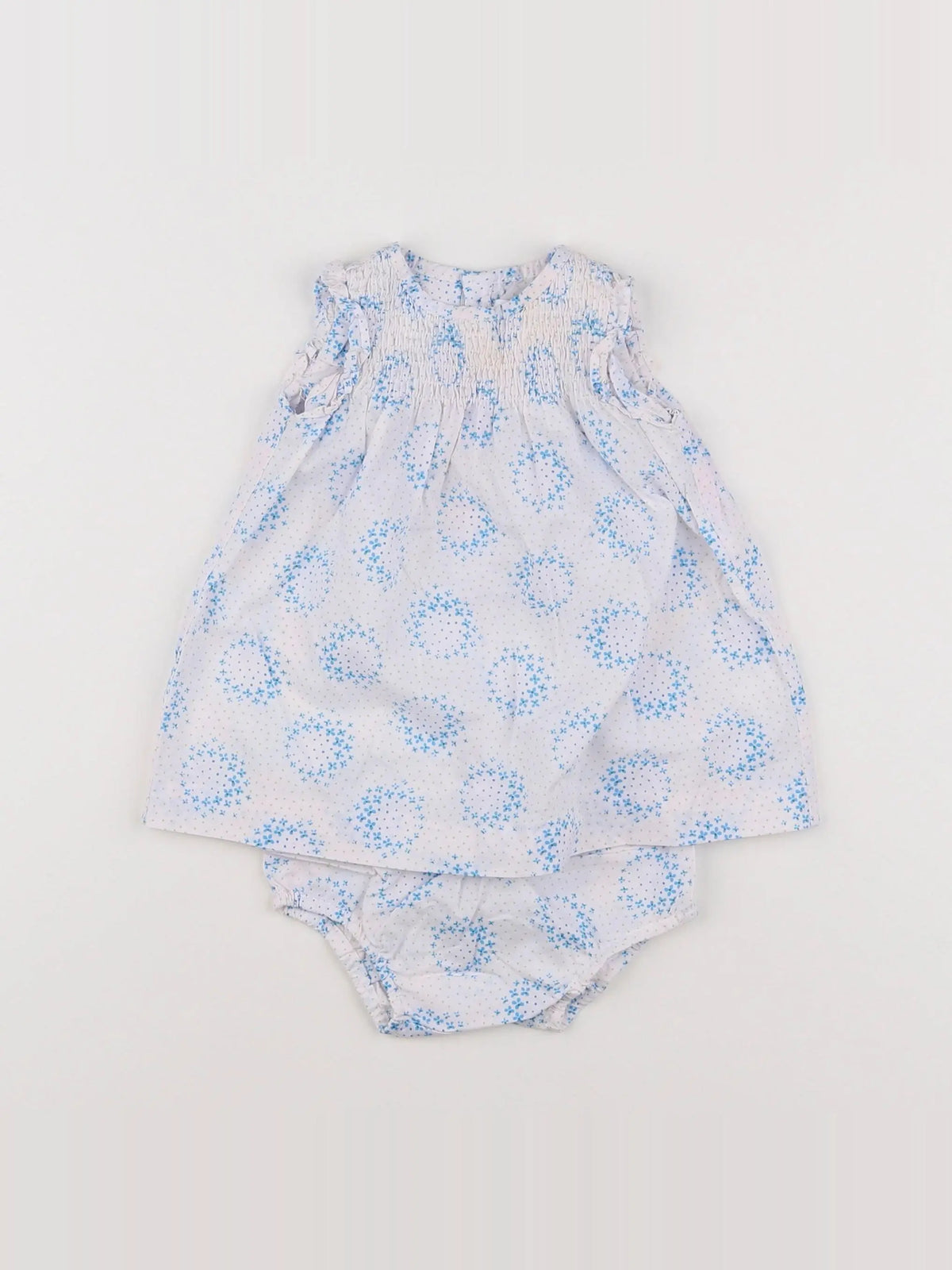 Jacadi - robe blanc, bleu - 3 mois