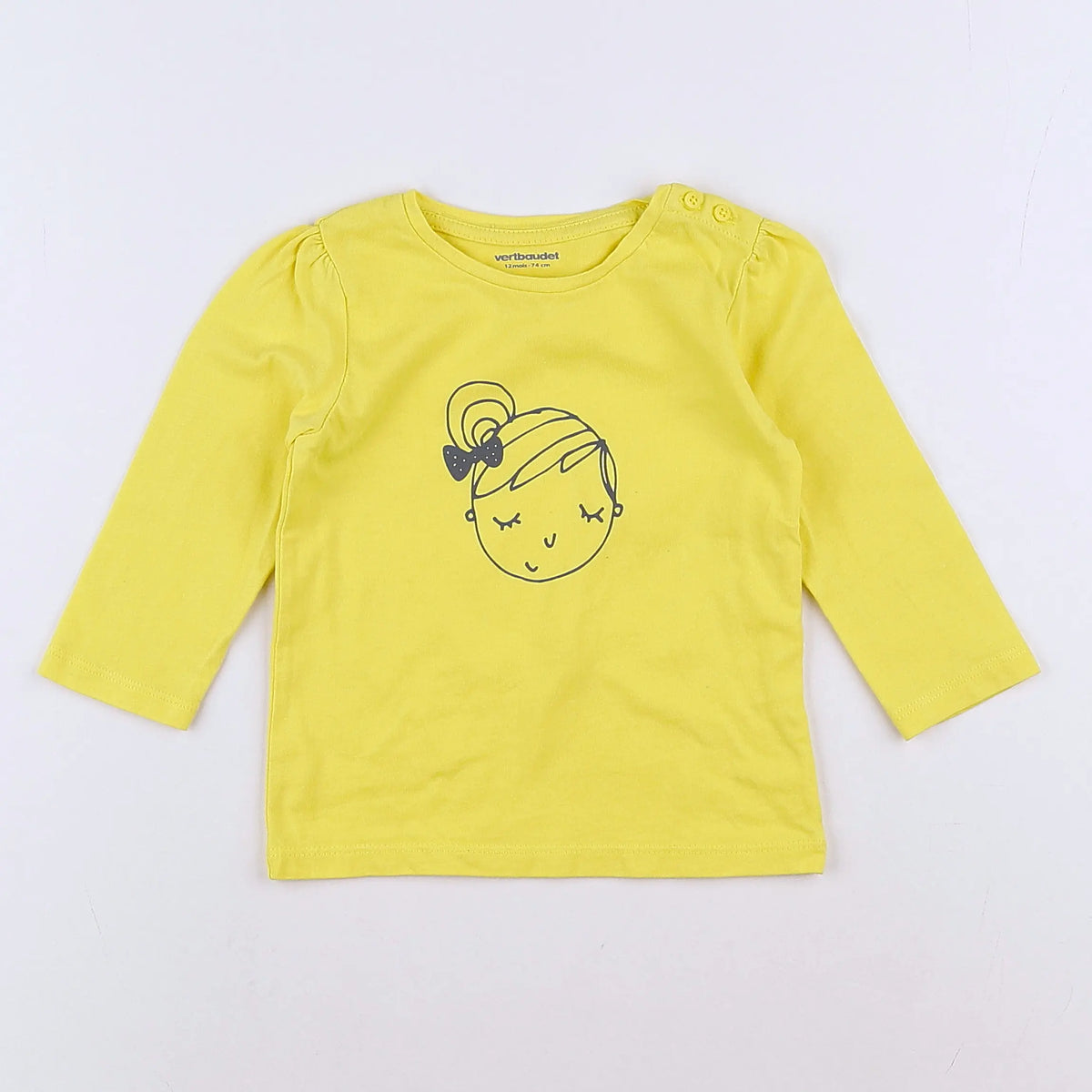 Vertbaudet - tee-shirt jaune fluo - 12 mois