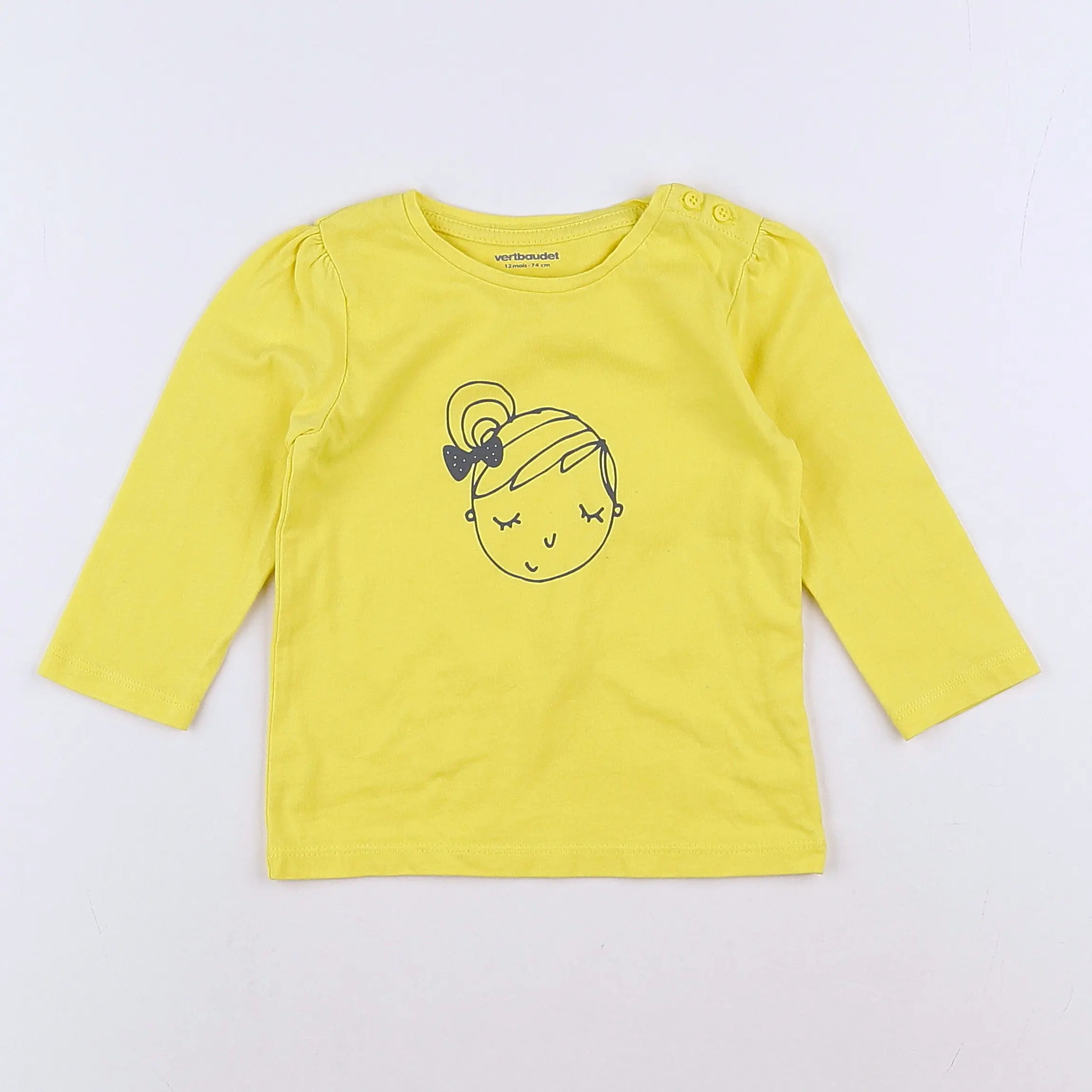 Vertbaudet - tee-shirt jaune fluo - 12 mois