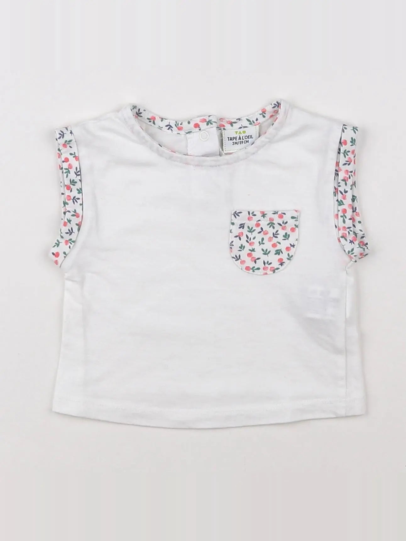 Tape à l'oeil - tee-shirt blanc, rose - 3 mois