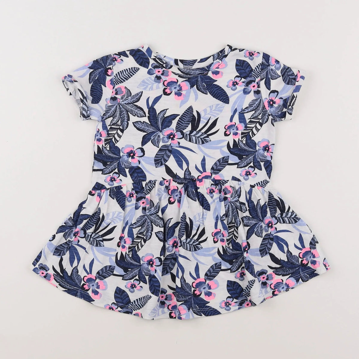 Vertbaudet - robe blanc, bleu - 2 ans