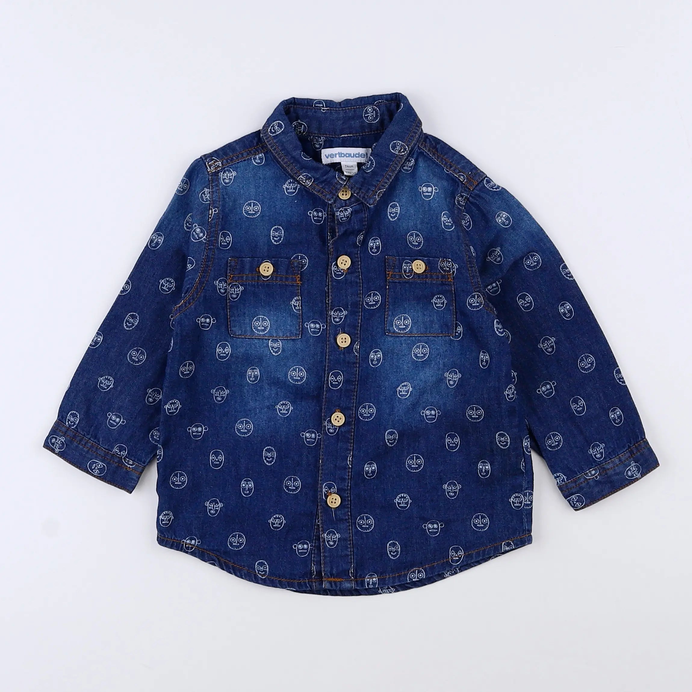 Vertbaudet - chemise bleu - 12 mois