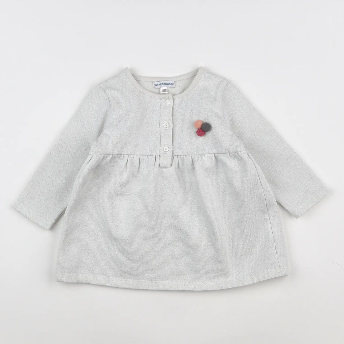 Vertbaudet - robe argent, blanc - 12 mois