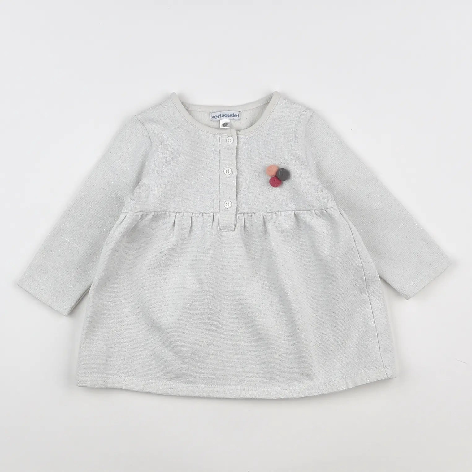 Vertbaudet - robe argent, blanc - 12 mois