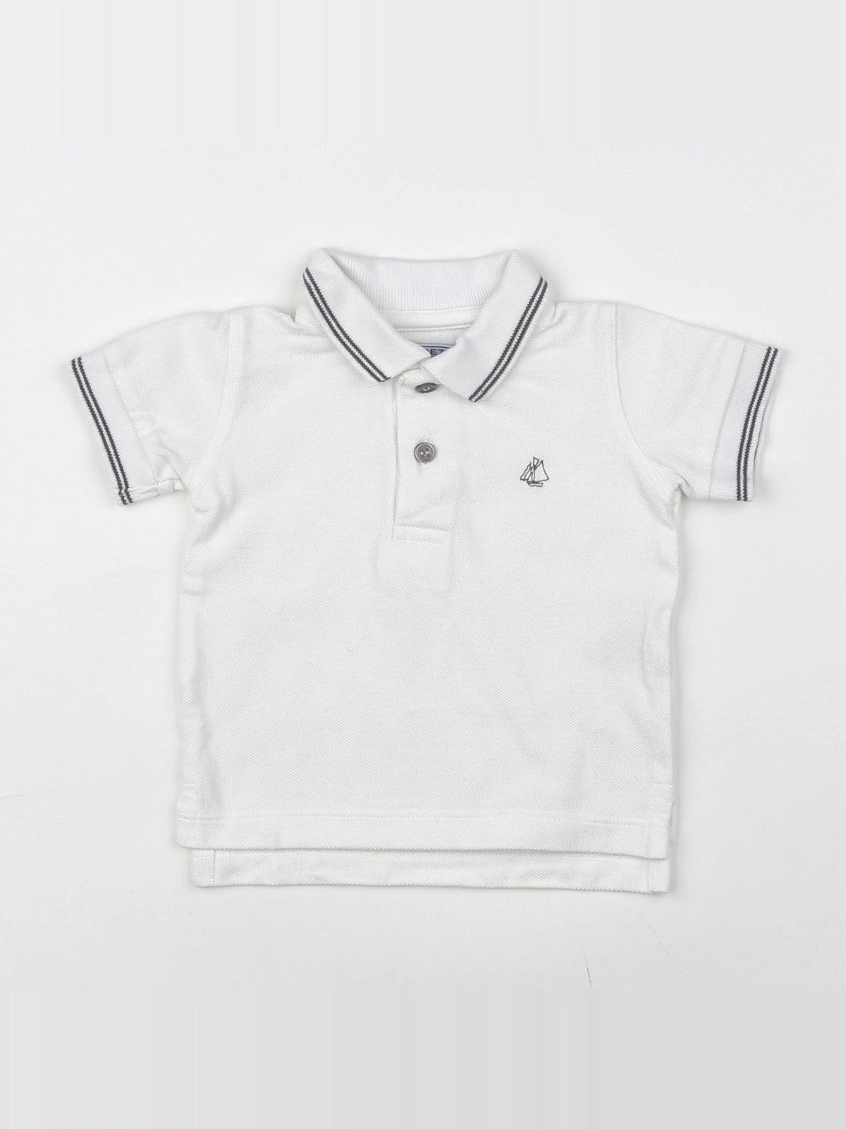 Petit Bateau - polo blanc - 6 mois