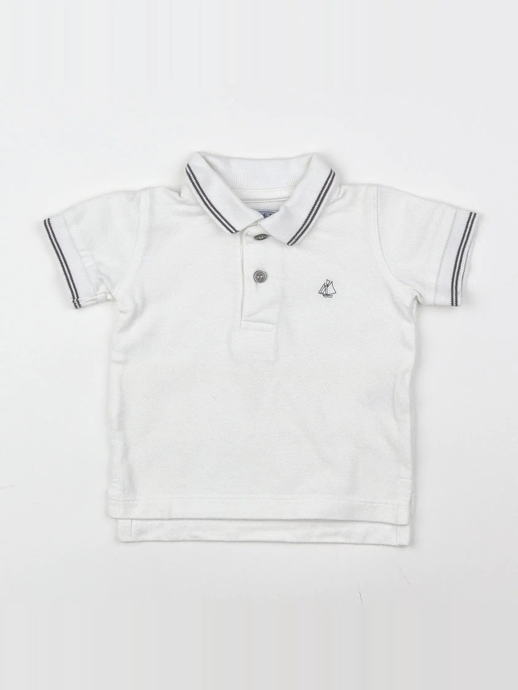 Petit Bateau - polo blanc - 6 mois