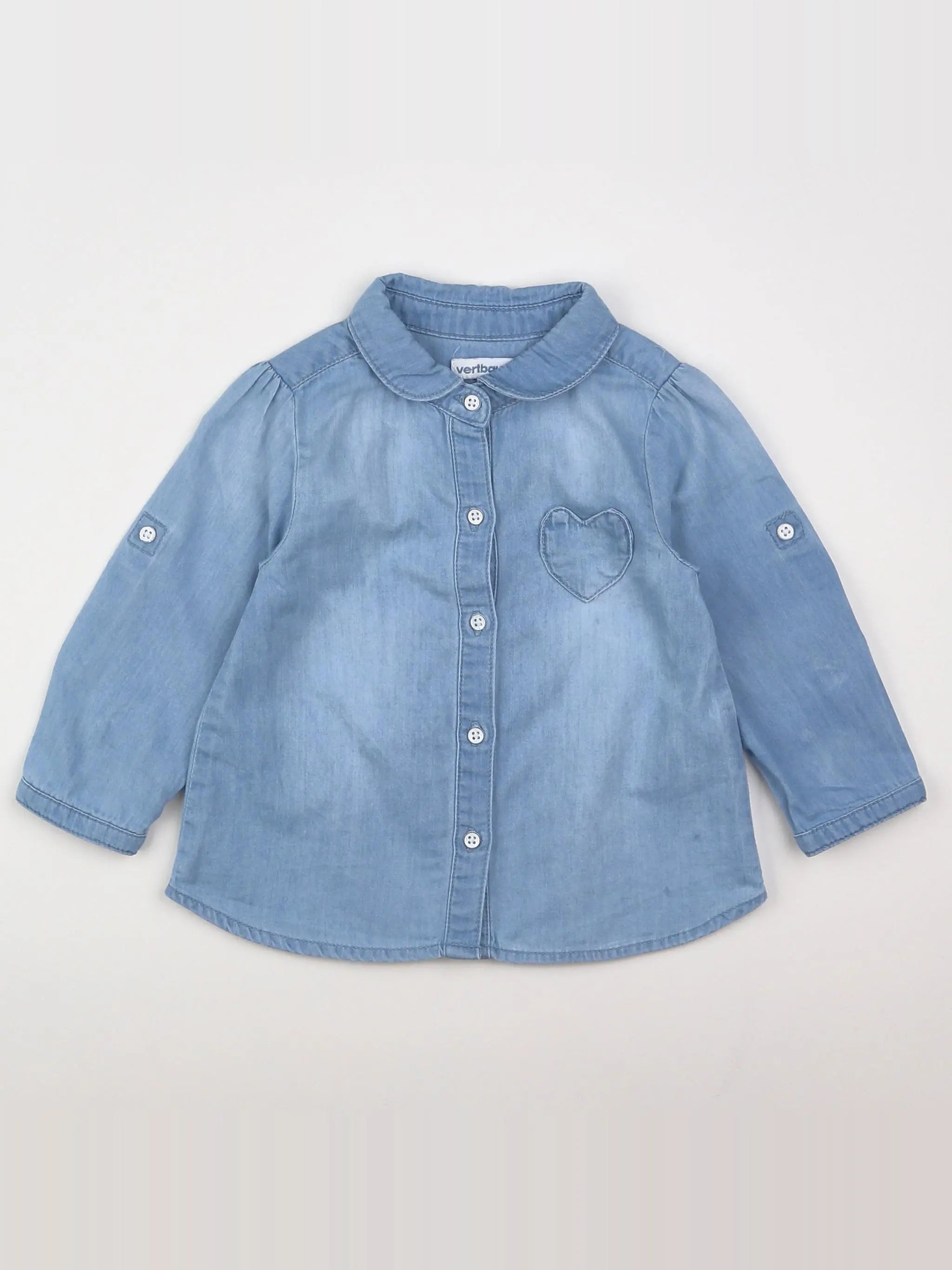 Vertbaudet - chemise bleu - 12 mois
