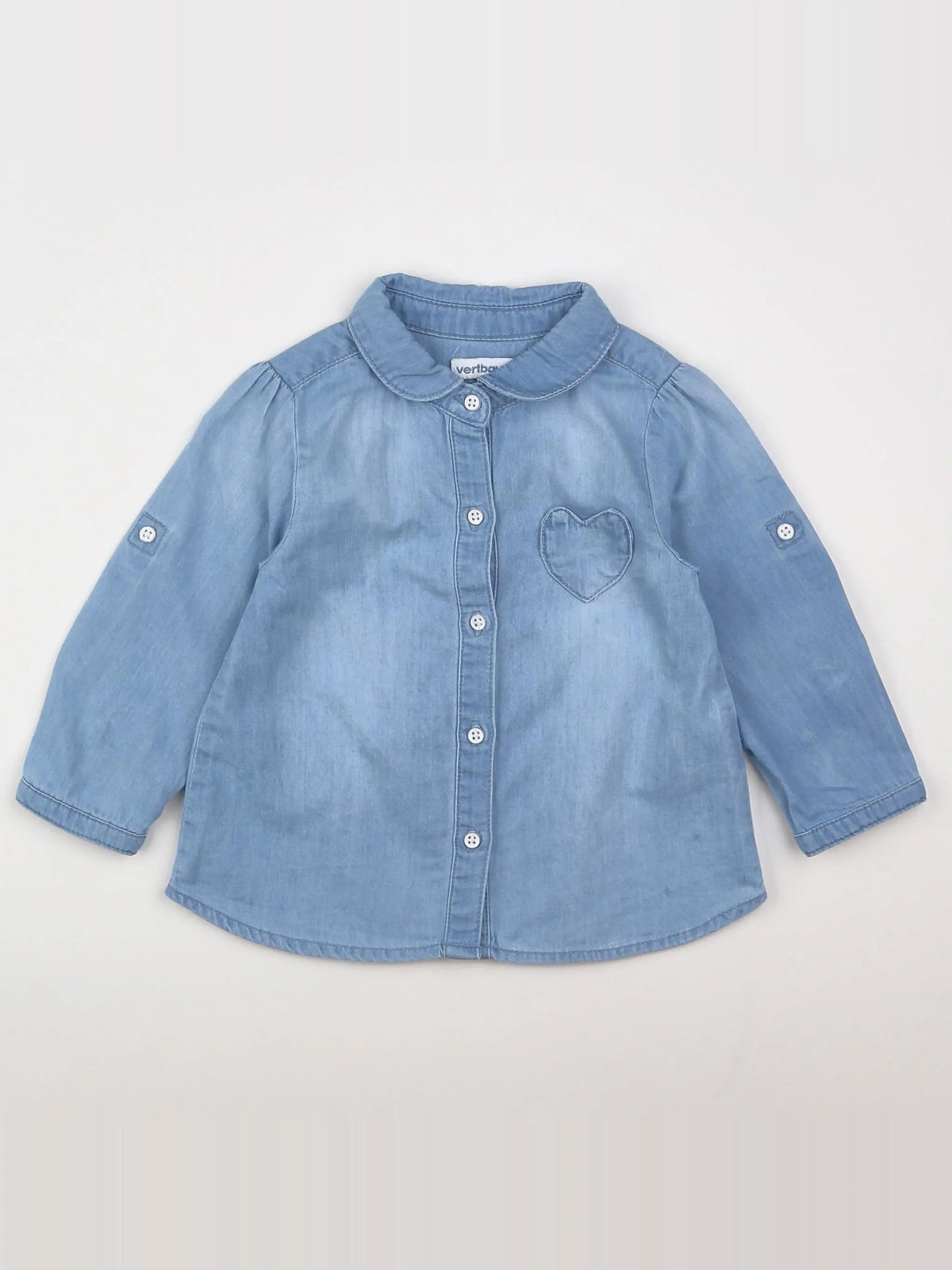 Vertbaudet - chemise bleu - 12 mois