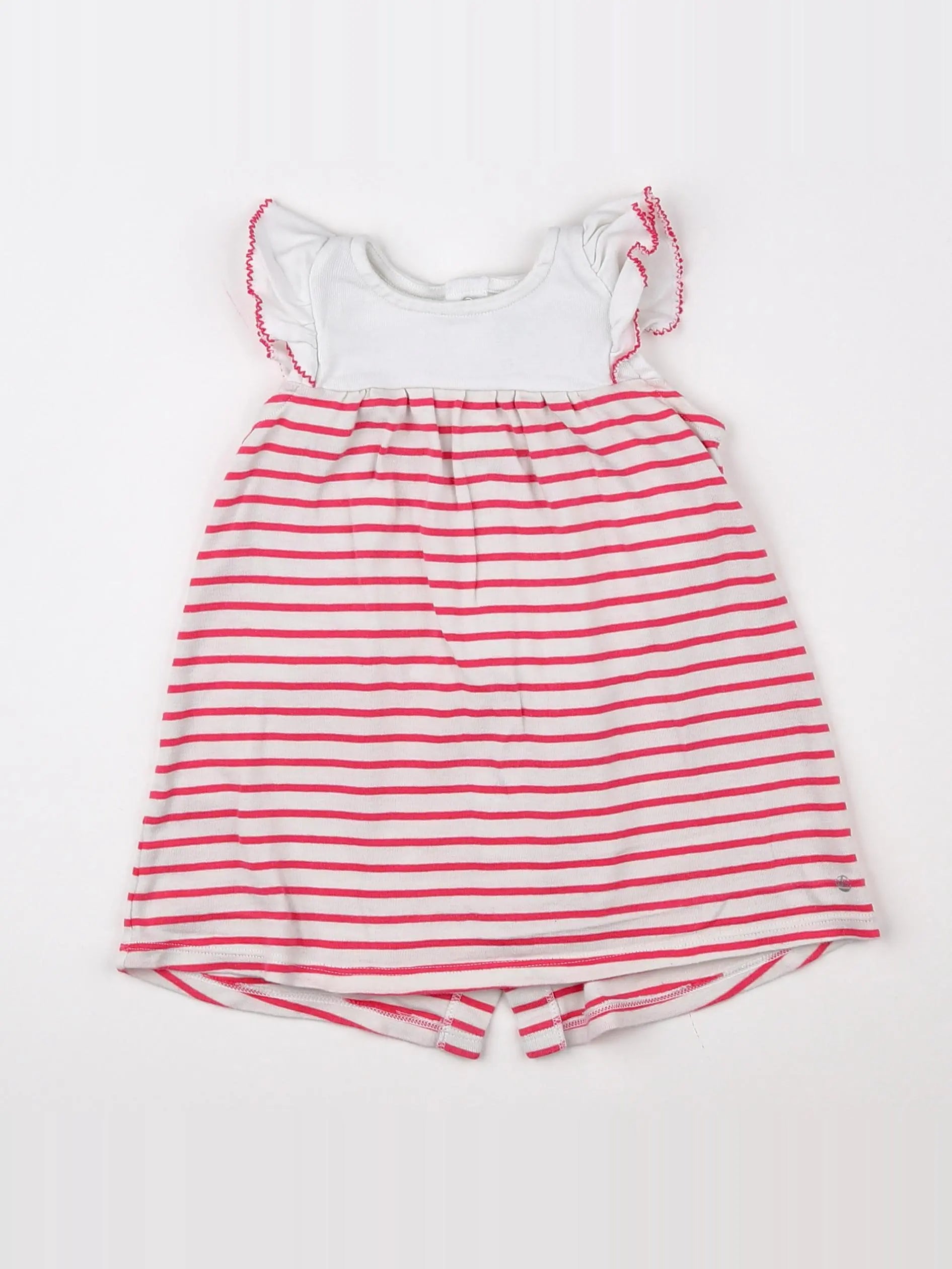 Petit Bateau - robe blanc, rose - 12 mois