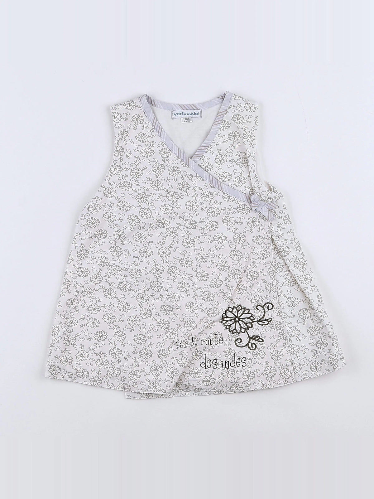 Vertbaudet - robe blanc, gris - 9 mois