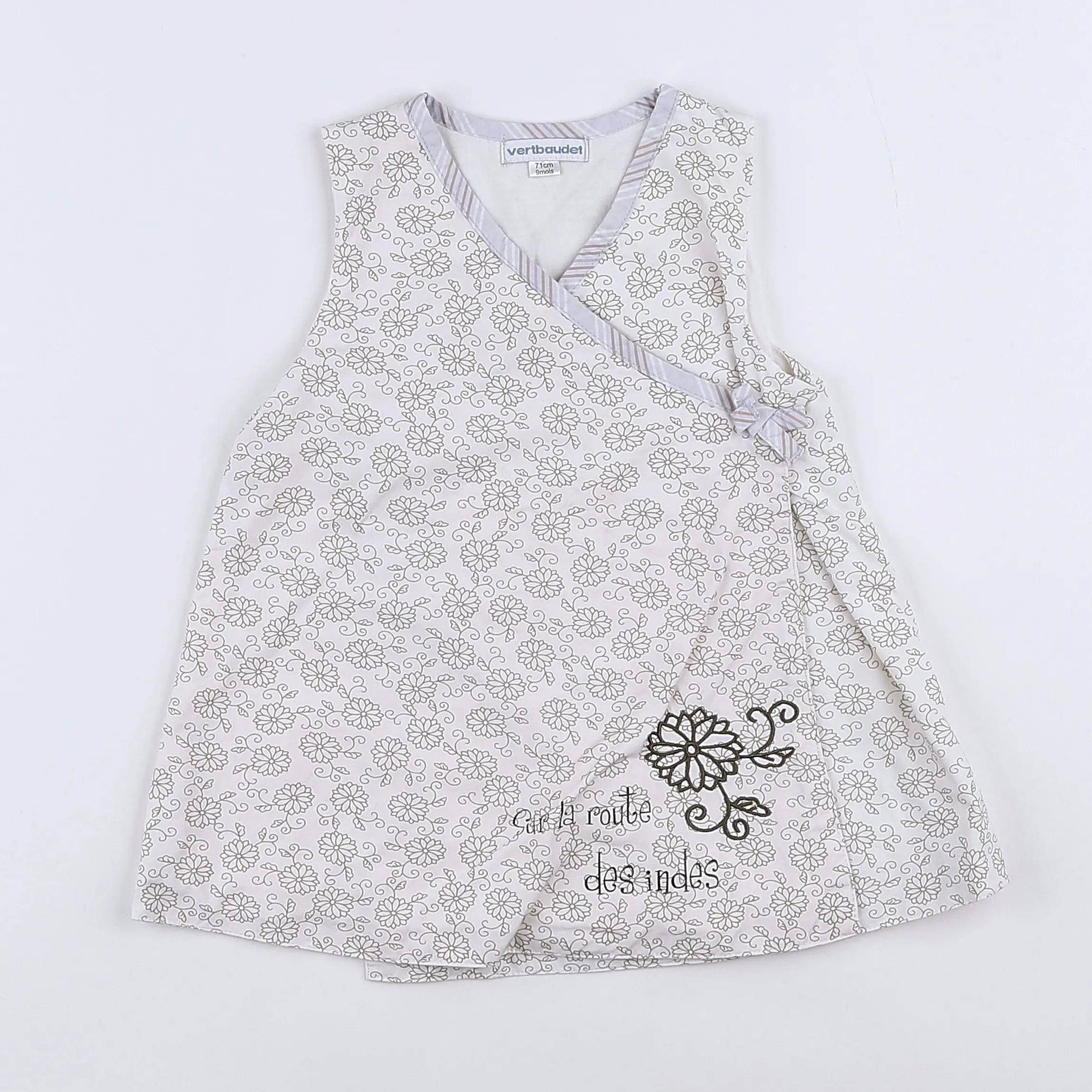 Vertbaudet - robe blanc, gris - 9 mois