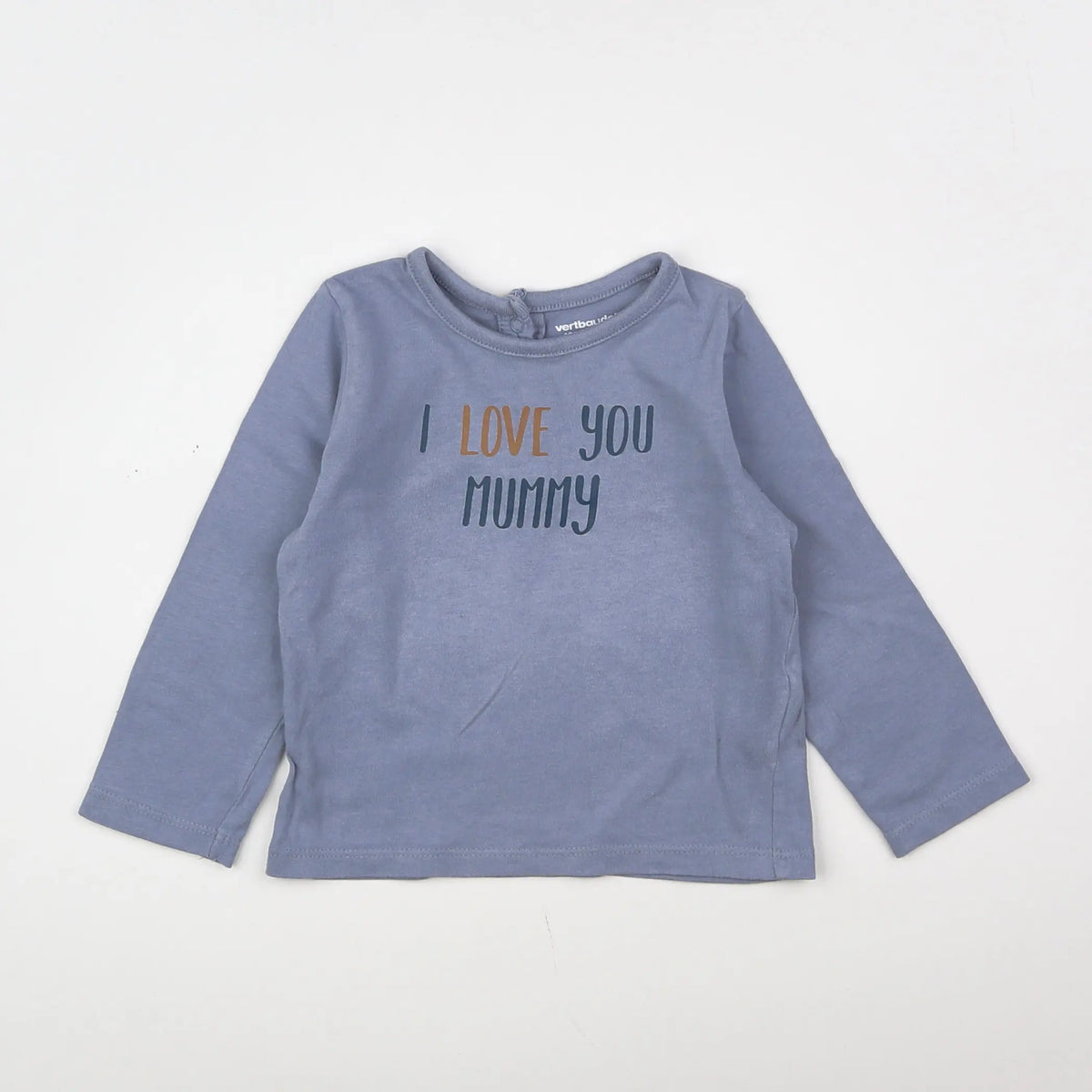 Vertbaudet - tee-shirt bleu - 12 mois