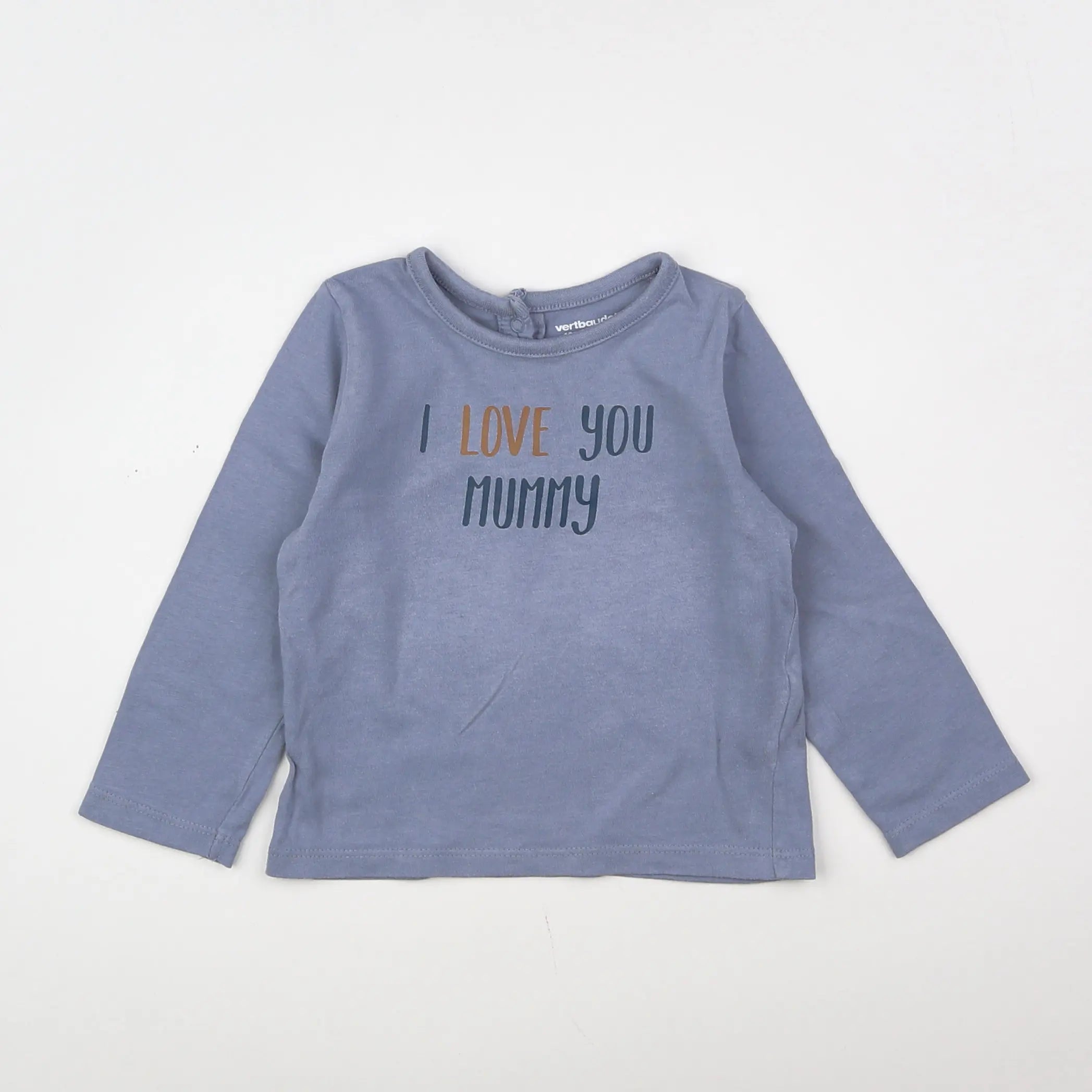 Vertbaudet - tee-shirt bleu - 12 mois