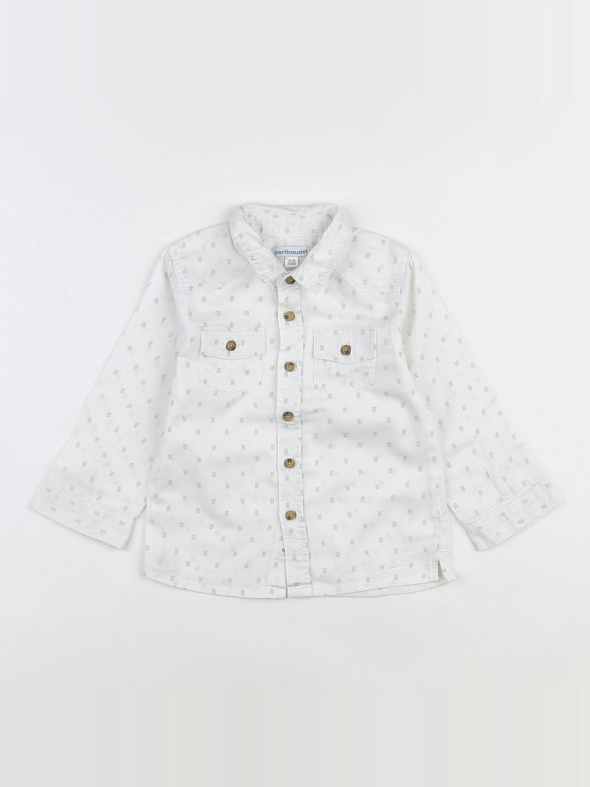Vertbaudet - chemise blanc, gris - 2 ans