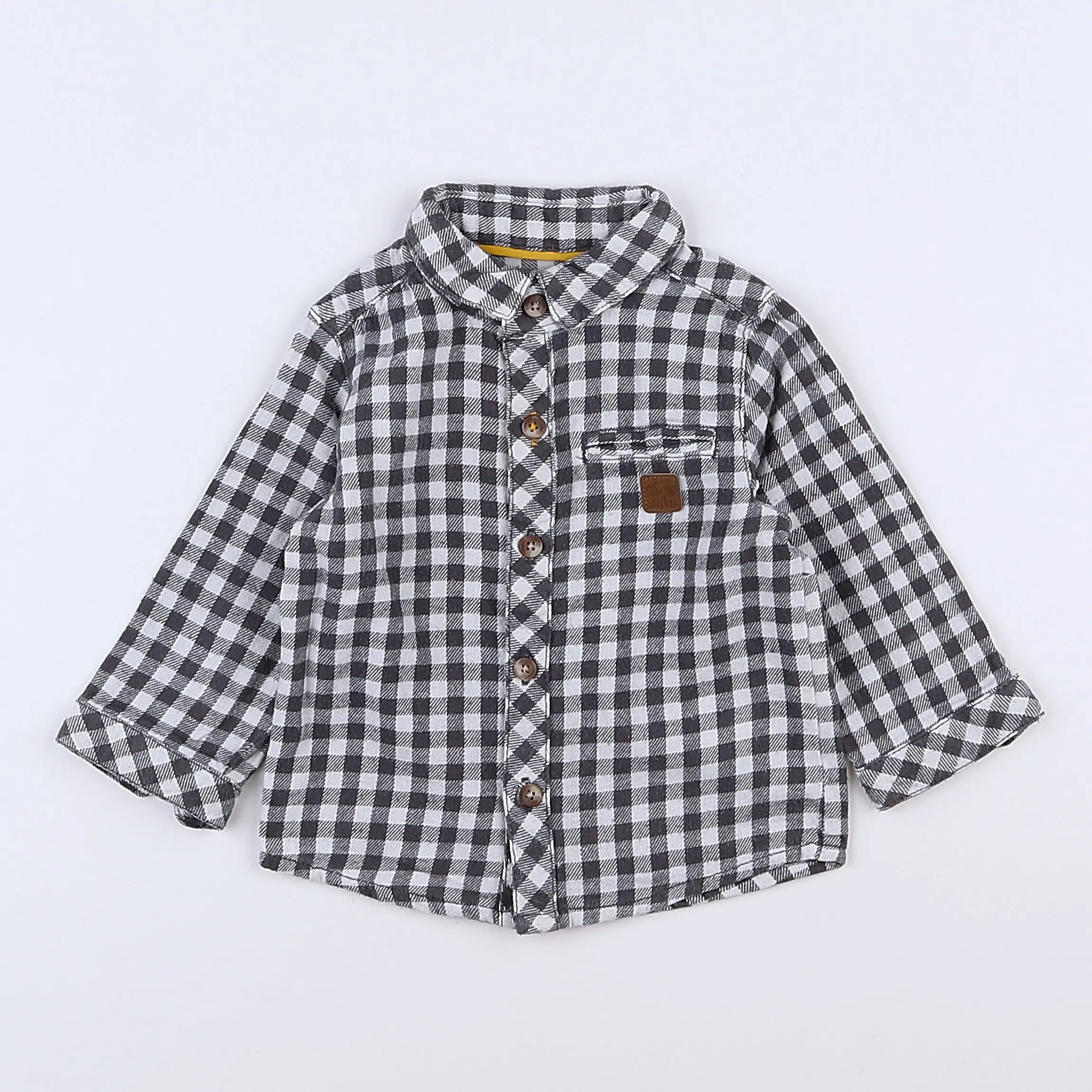 Vertbaudet - chemise gris, blanc - 9 mois