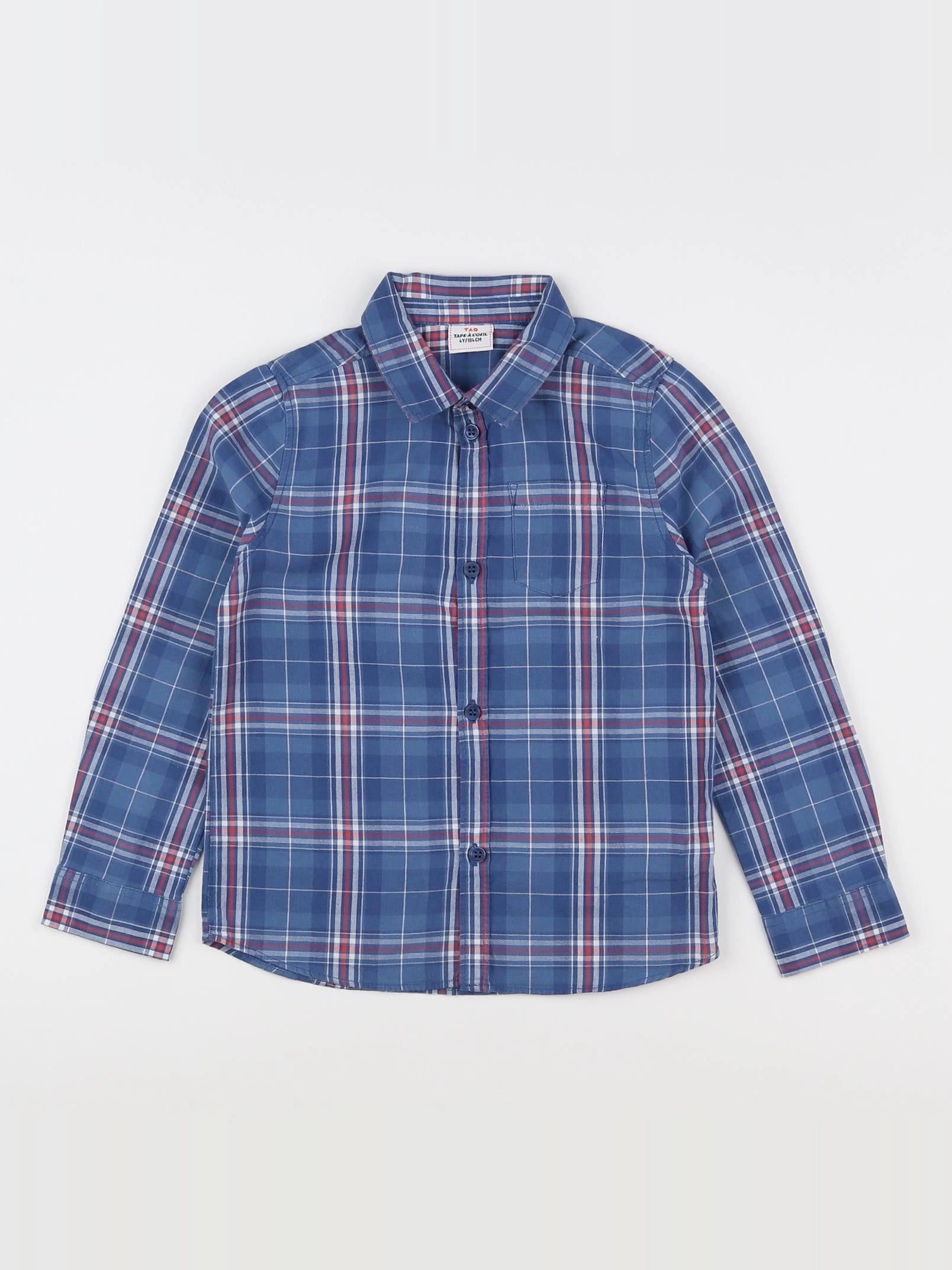 Tape à l'oeil - chemise bleu, rouge - 4 ans