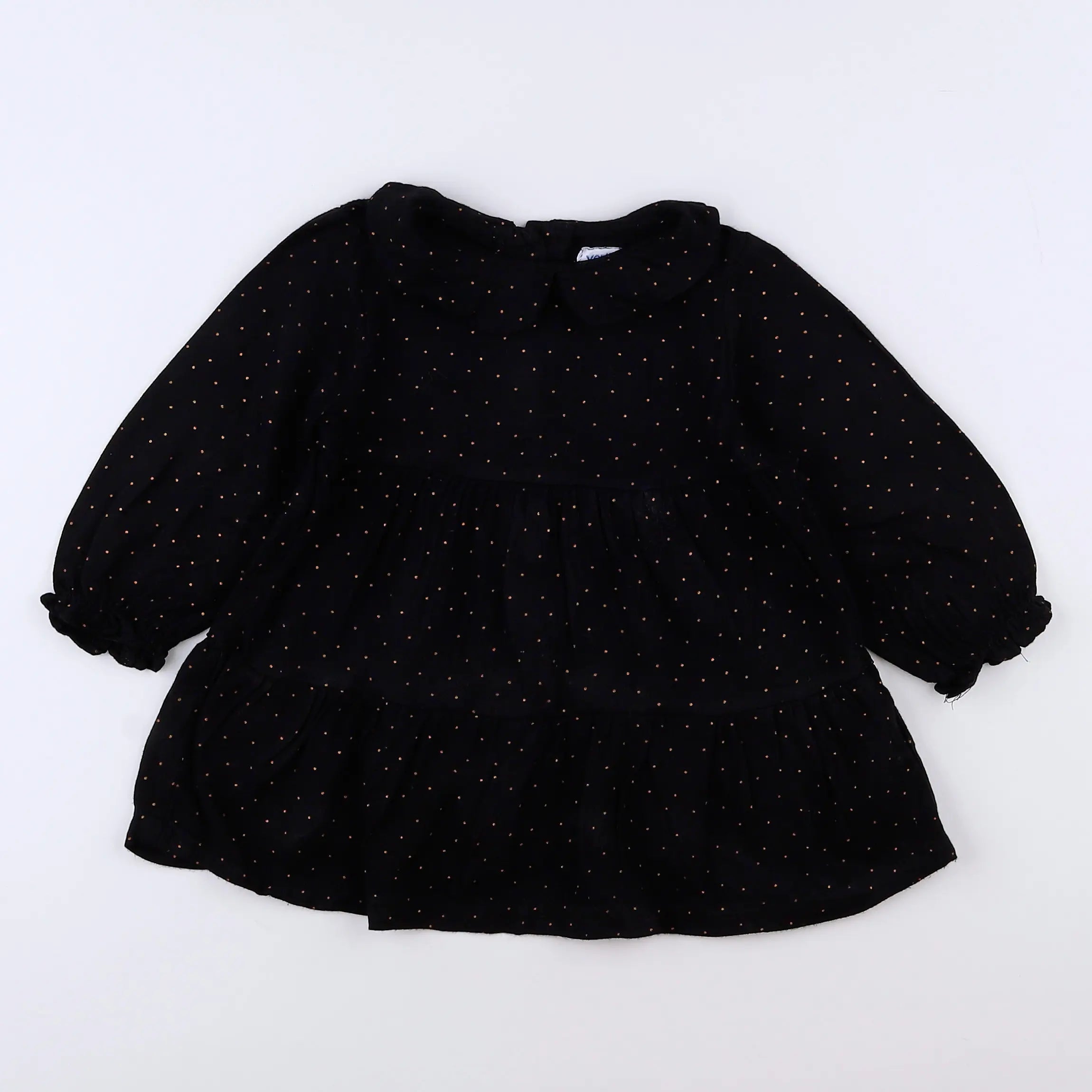 Vertbaudet - robe noir, or - 12 mois