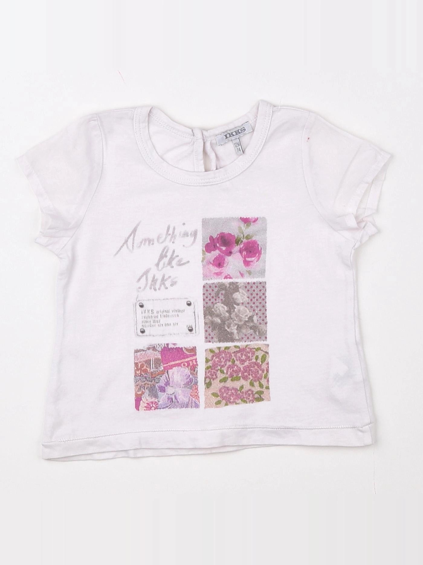 IKKS - tee-shirt blanc, rose - 12 mois