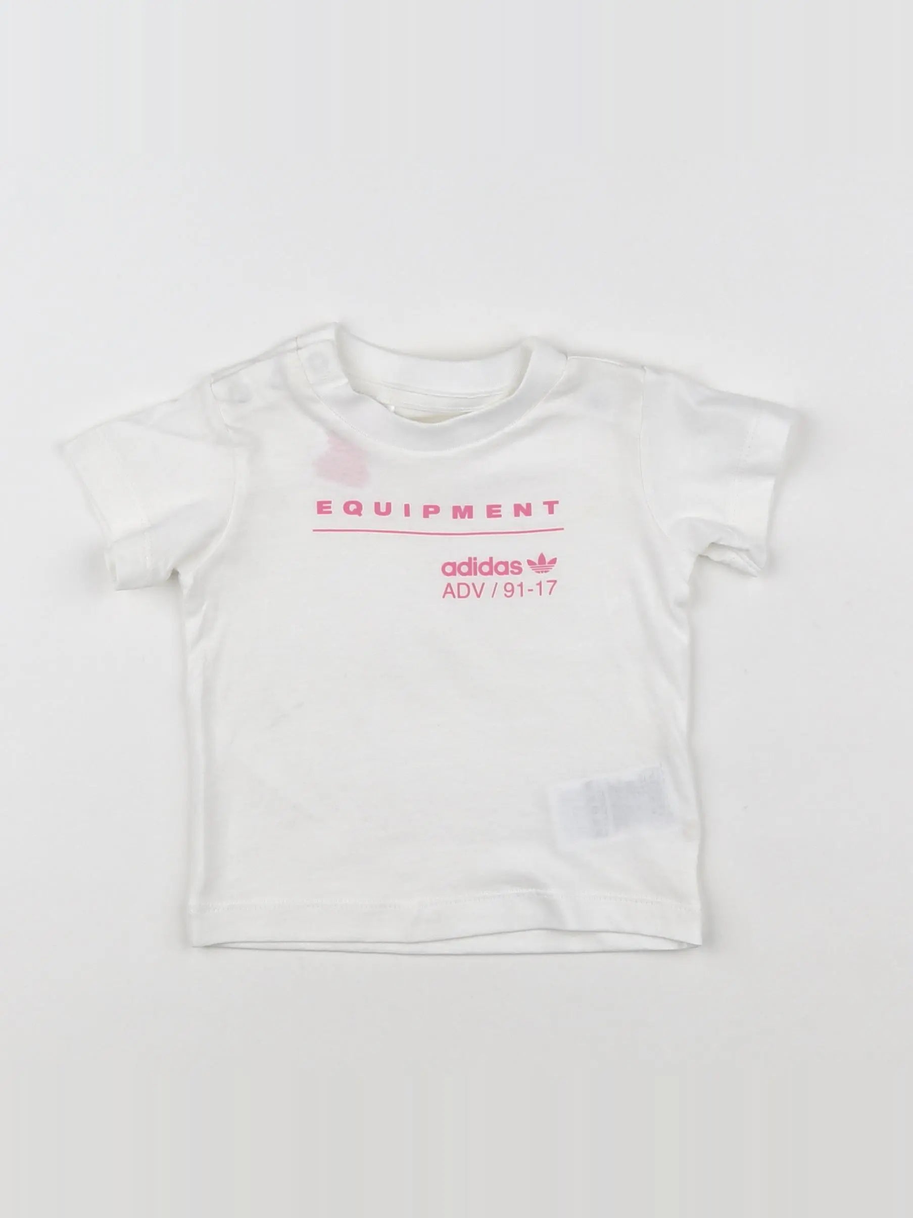 Adidas - tee-shirt blanc, rose - 3/6 mois