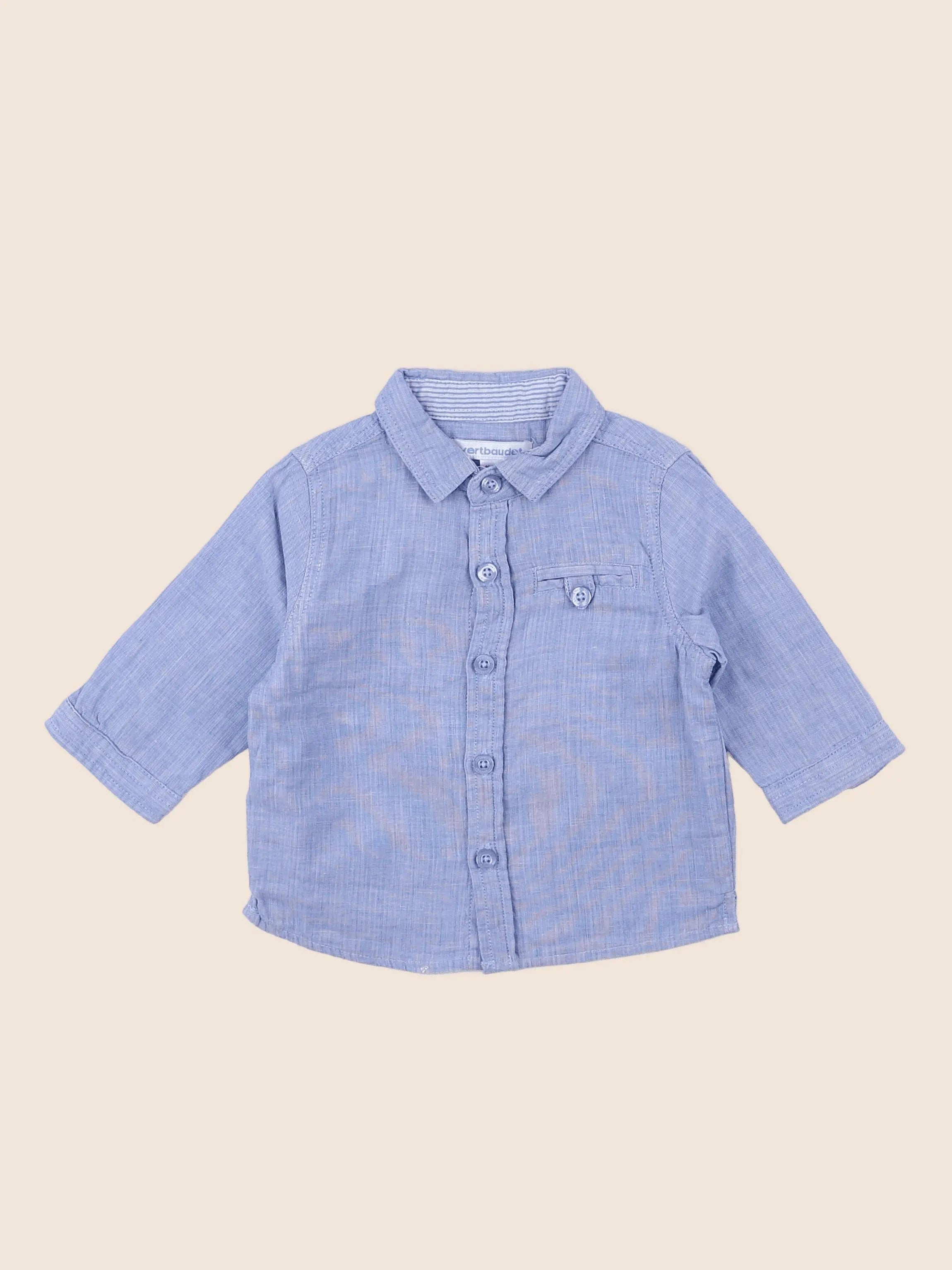 Vertbaudet - chemise bleu - 3 mois