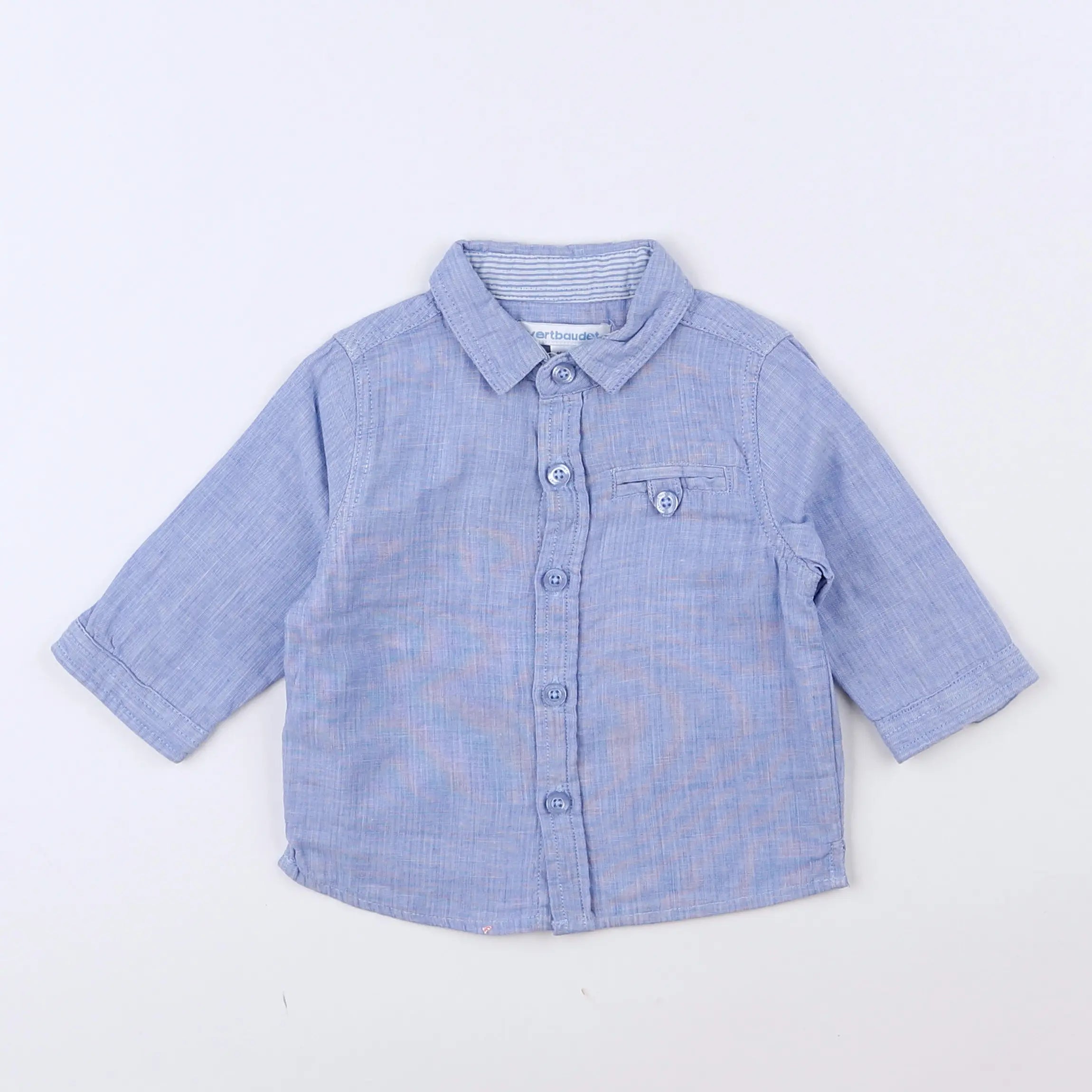 Vertbaudet - chemise bleu - 3 mois