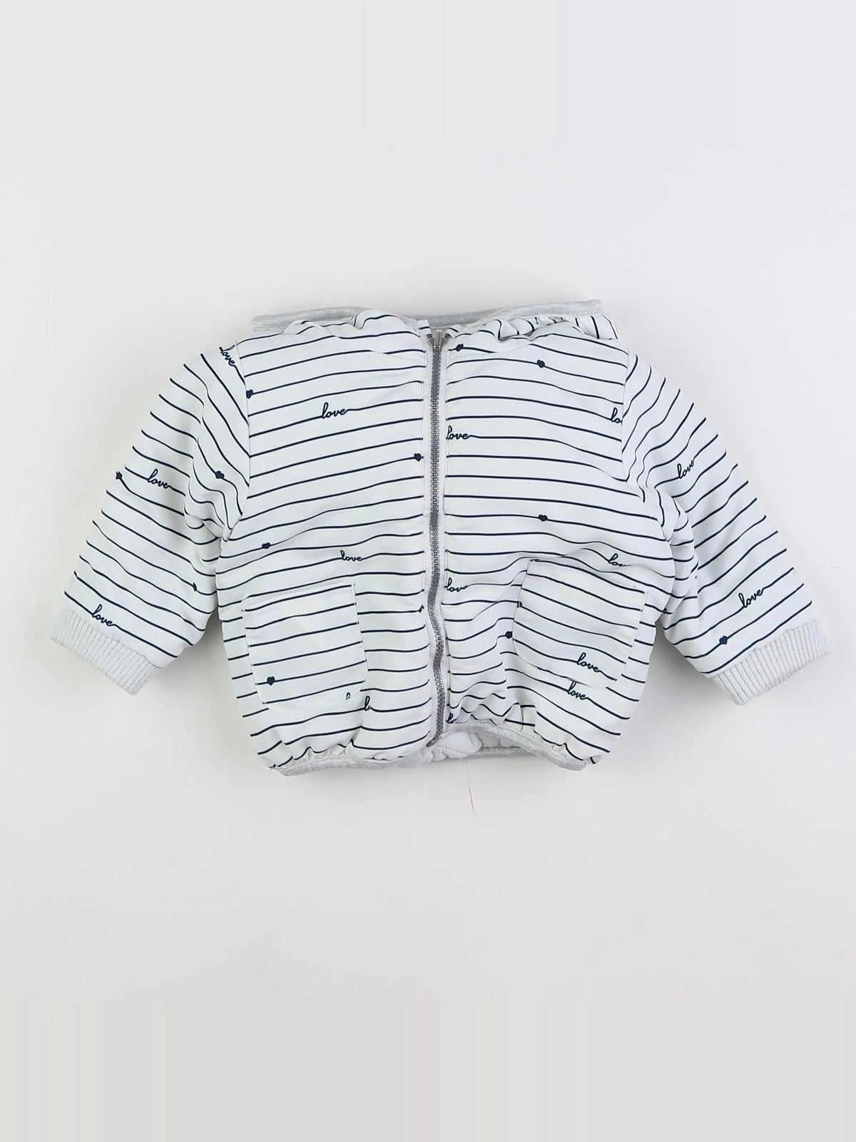 Tape à l'oeil - doudoune blanc, bleu, argent - 3/6 mois