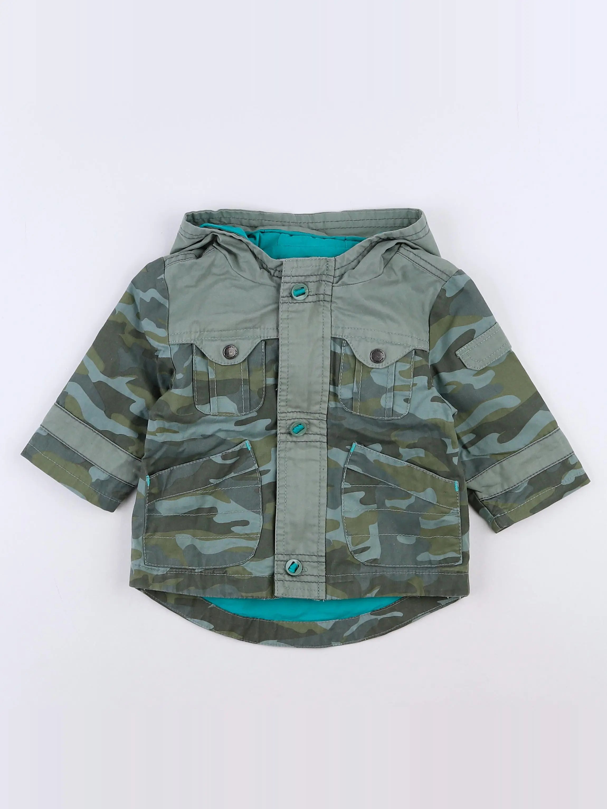 Vertbaudet - manteau vert - 9 mois