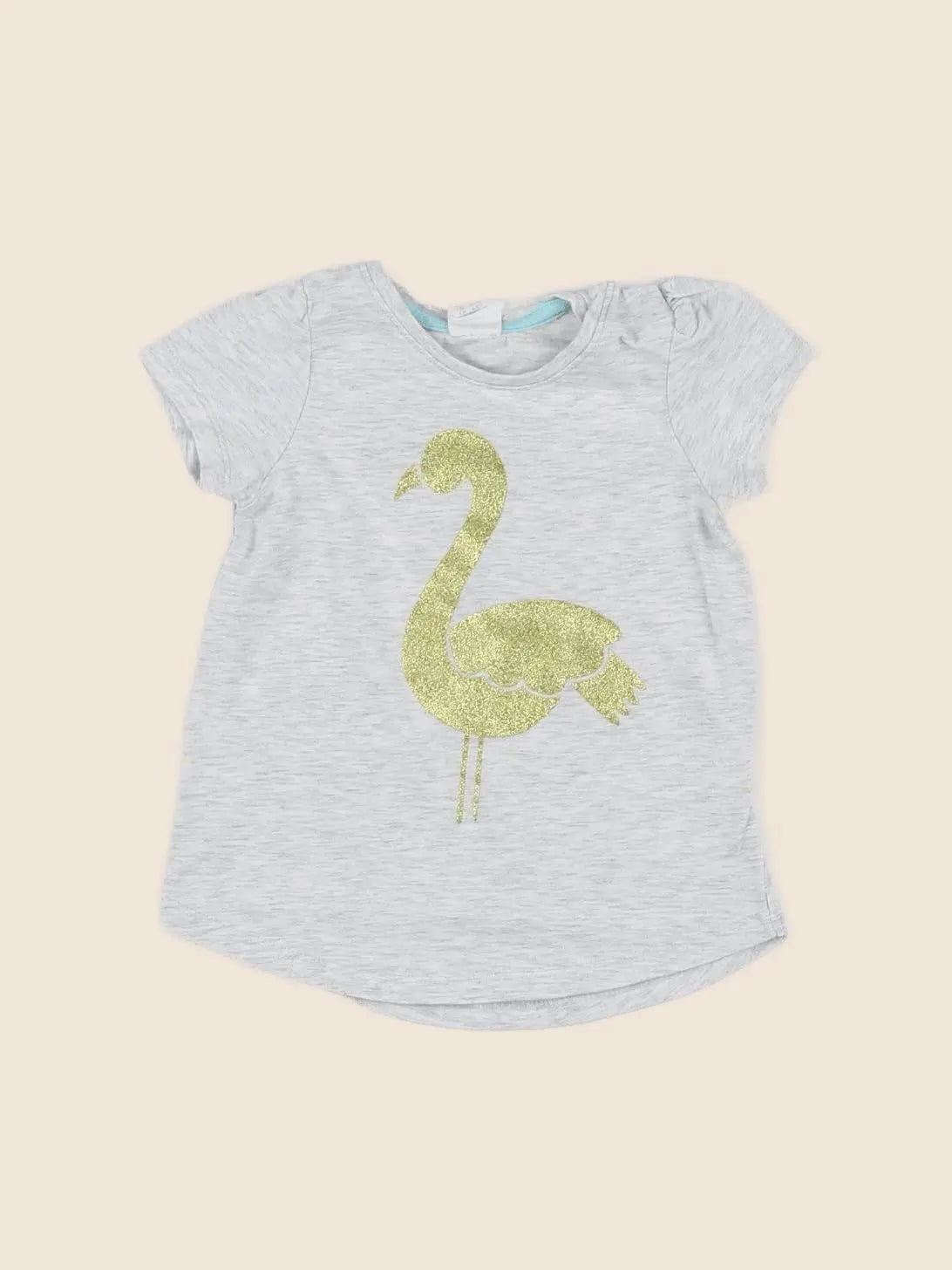 H&M - tee-shirt gris, or - 3/6 mois