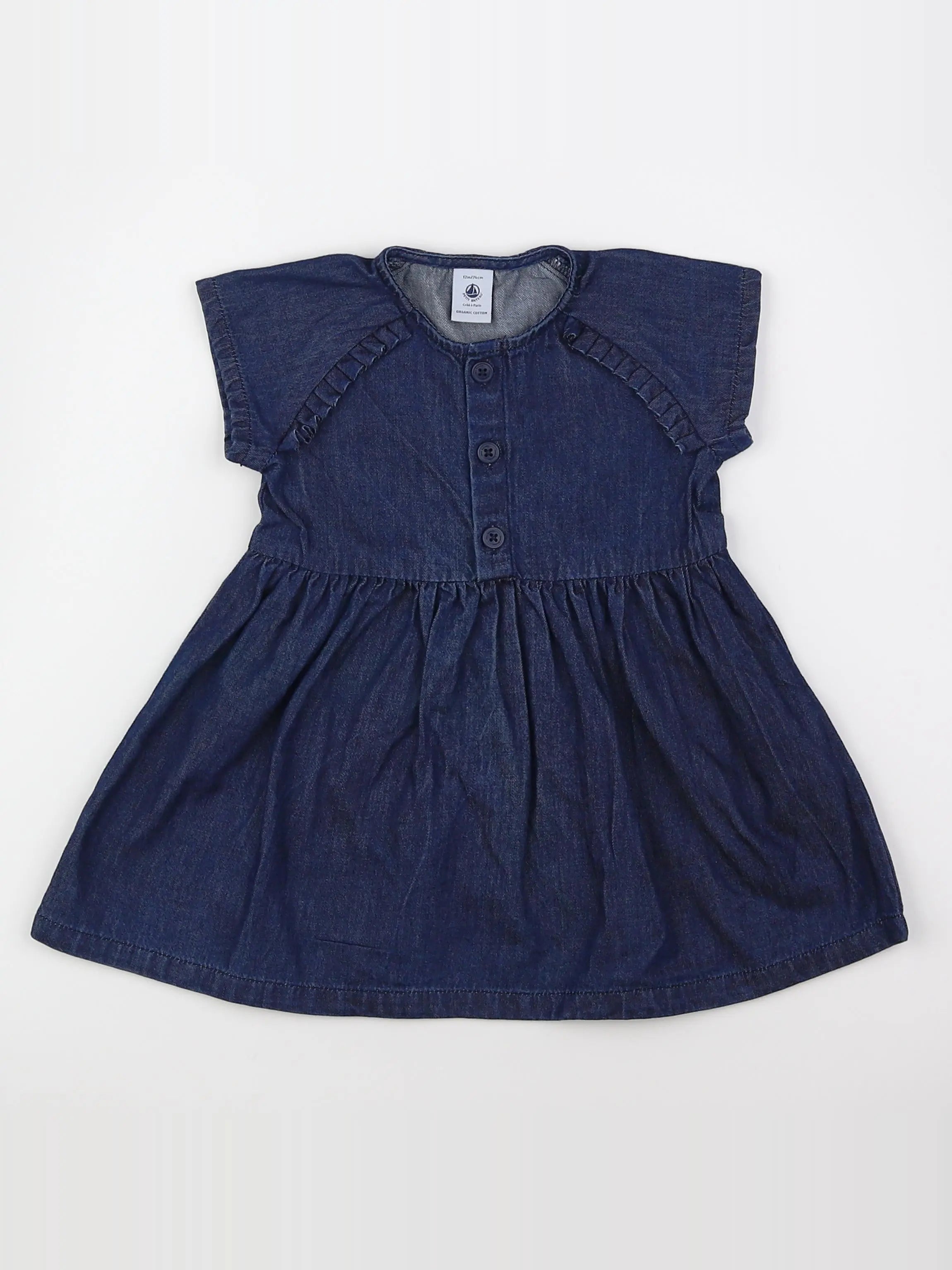 Petit Bateau - robe bleu - 12 mois